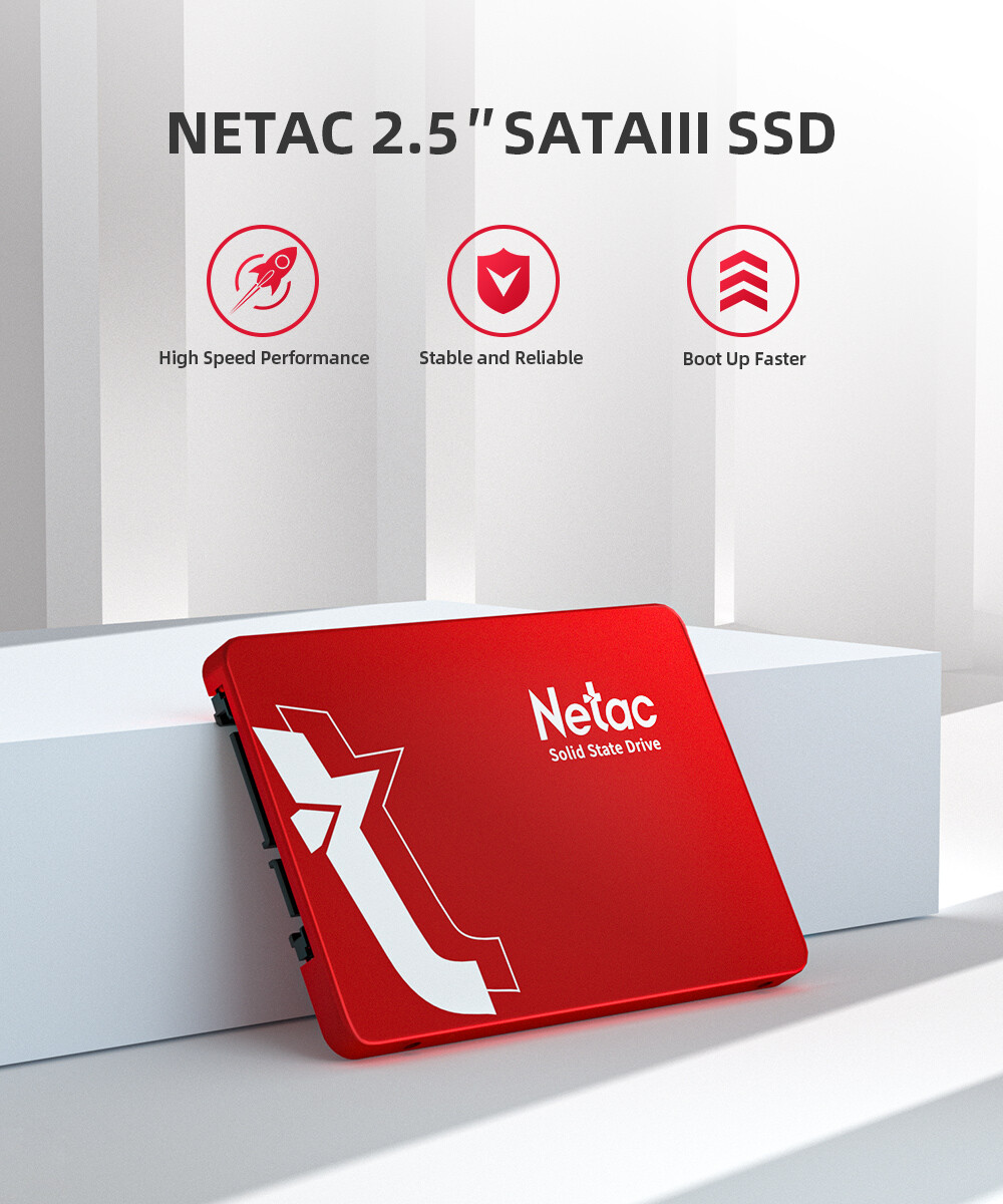 Netac 256GB SSD 3D NAND 2.5” SATA III 6GB/s Internal Solid State Drive 500MB/s