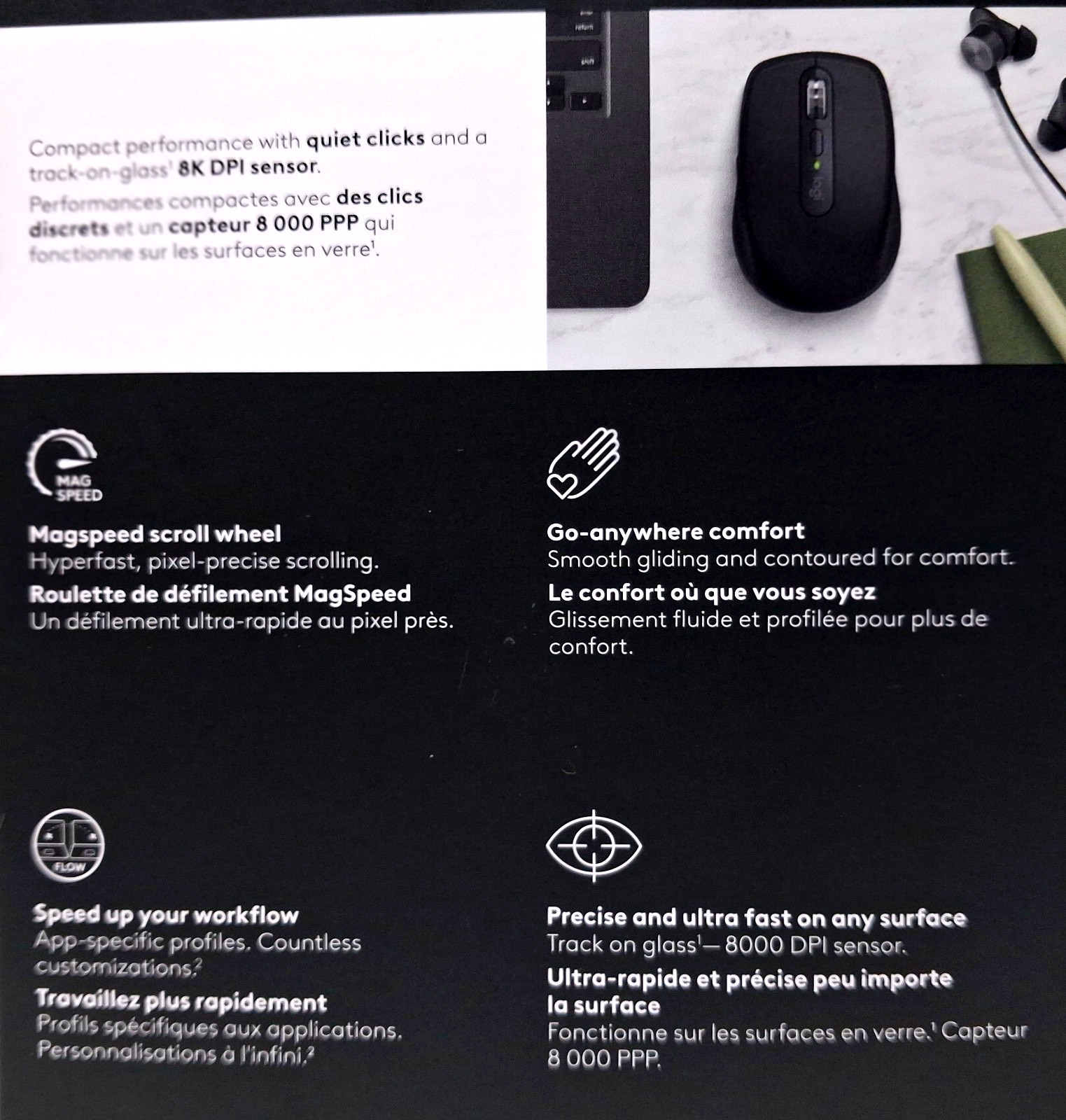 Logitech MX Anywhere 3S Wireless Mouse Mag speed – Black