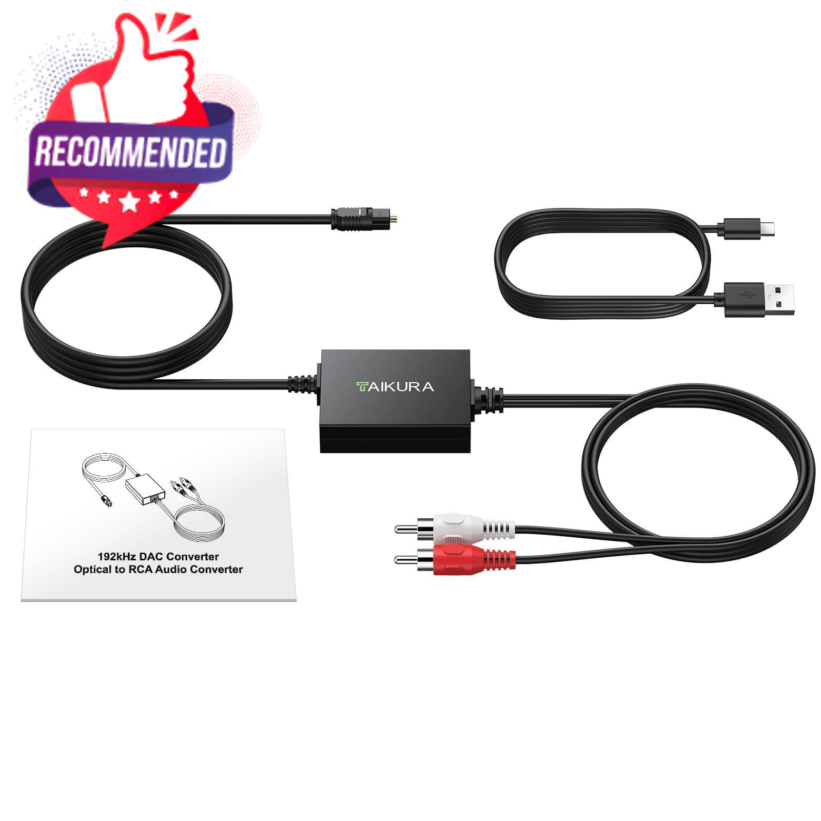 Optical To Rca Converter With Built-in Audio Amplifier Chip, Compact Plug And