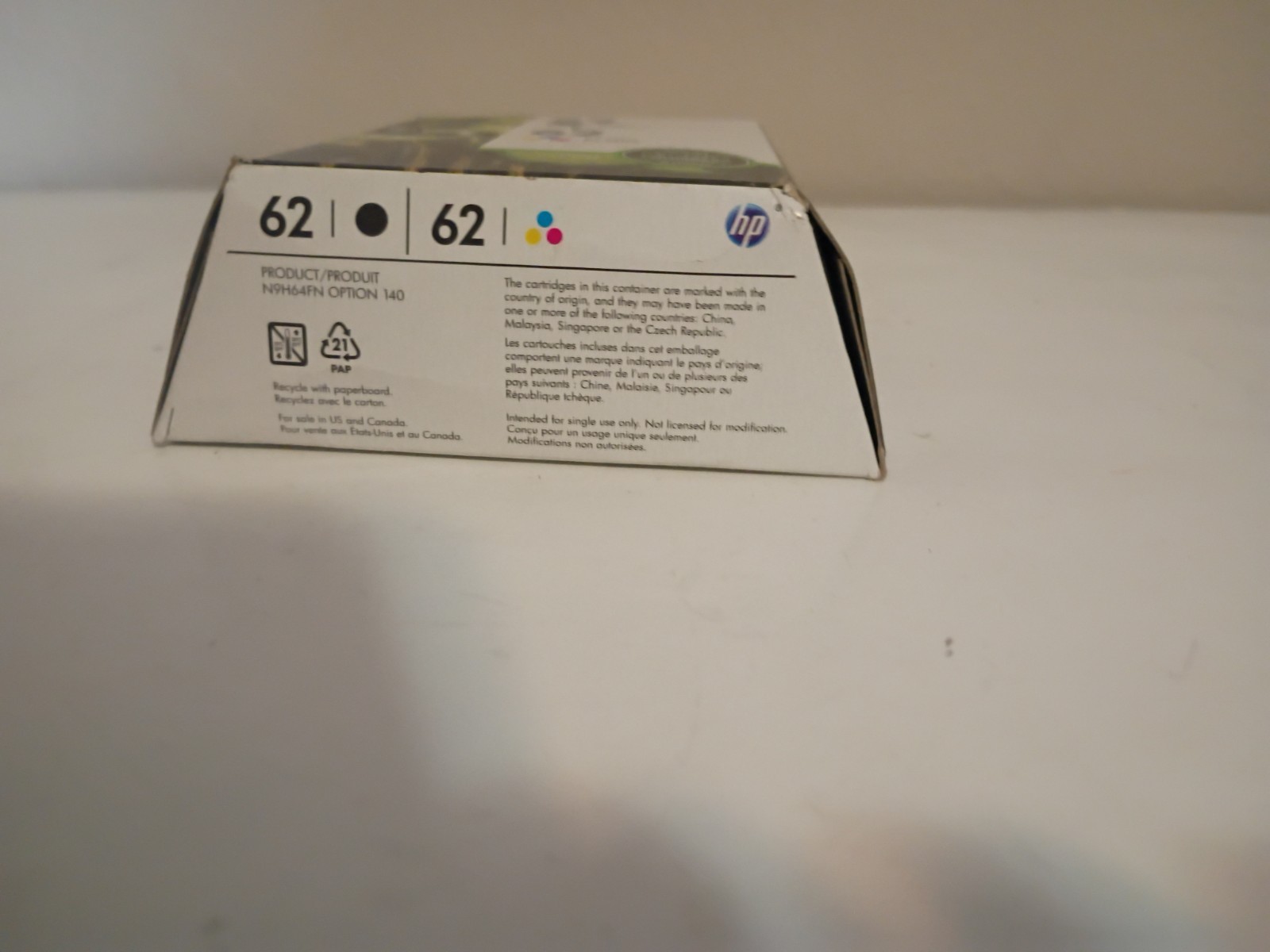 HP Genuine 62 Black/Tri-Color Ink Cartridges Ne Sealed – Exp Oct 2019