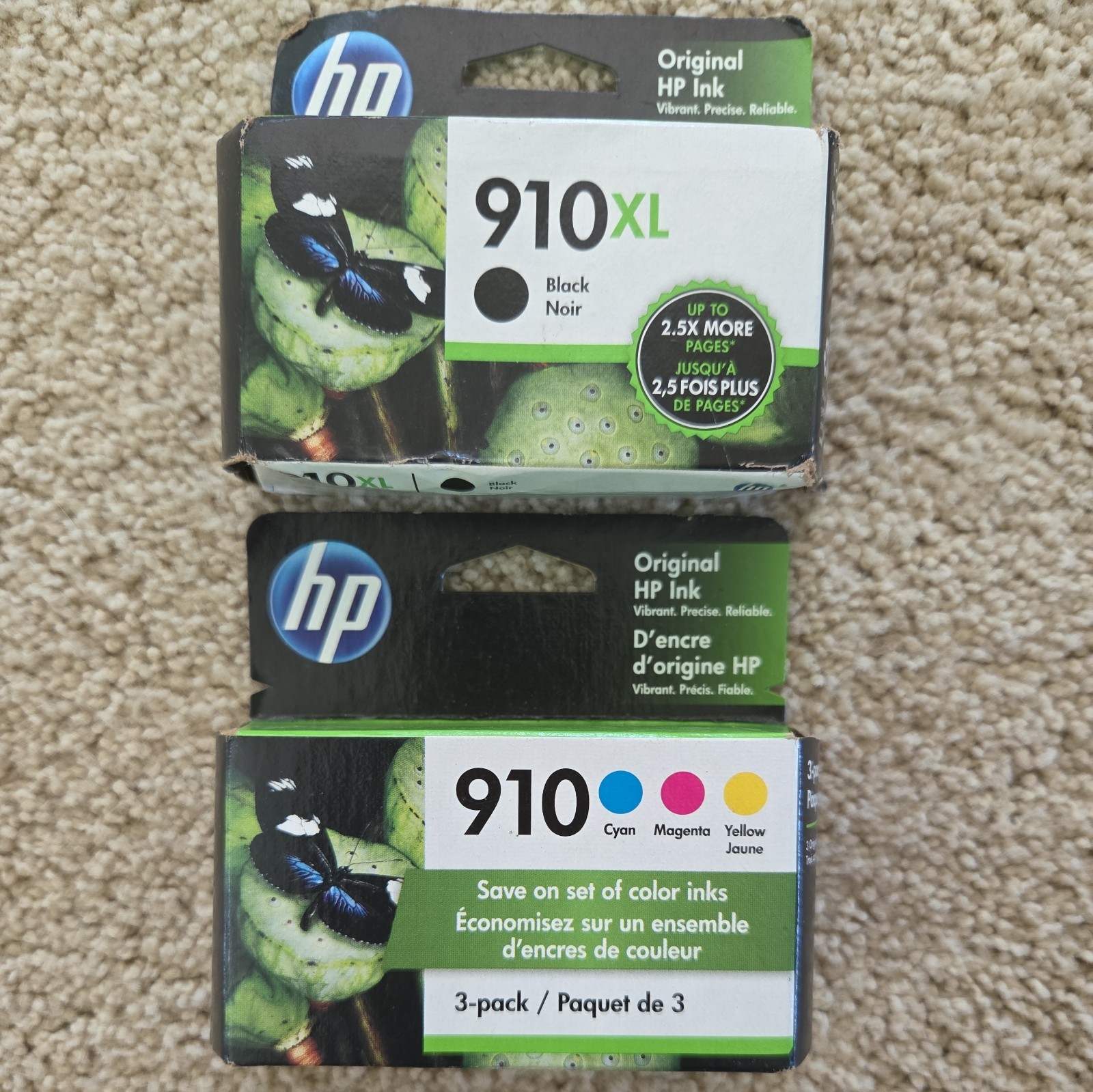 Genuine HP 910XL Black 910 Color CMY 4-pack Ink Cartridges Exp Jan/May 2023