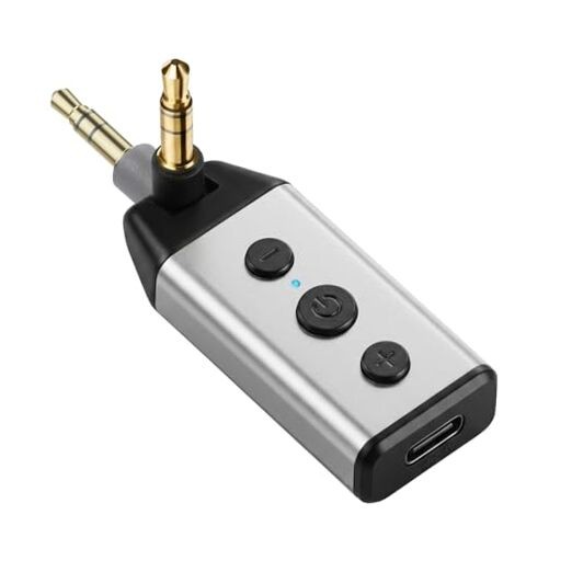 B04 Bluetooth 5.4 Car Adapter, 180° Rotatable AUX Audio Receiver, Hands-Free