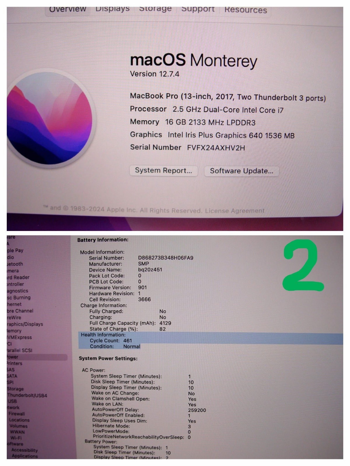 Apple MacBook Pro 13″ Mid-2017 A1708 /BTO OS Monterey i7-7660U 2.5GHz 16GB 512GB