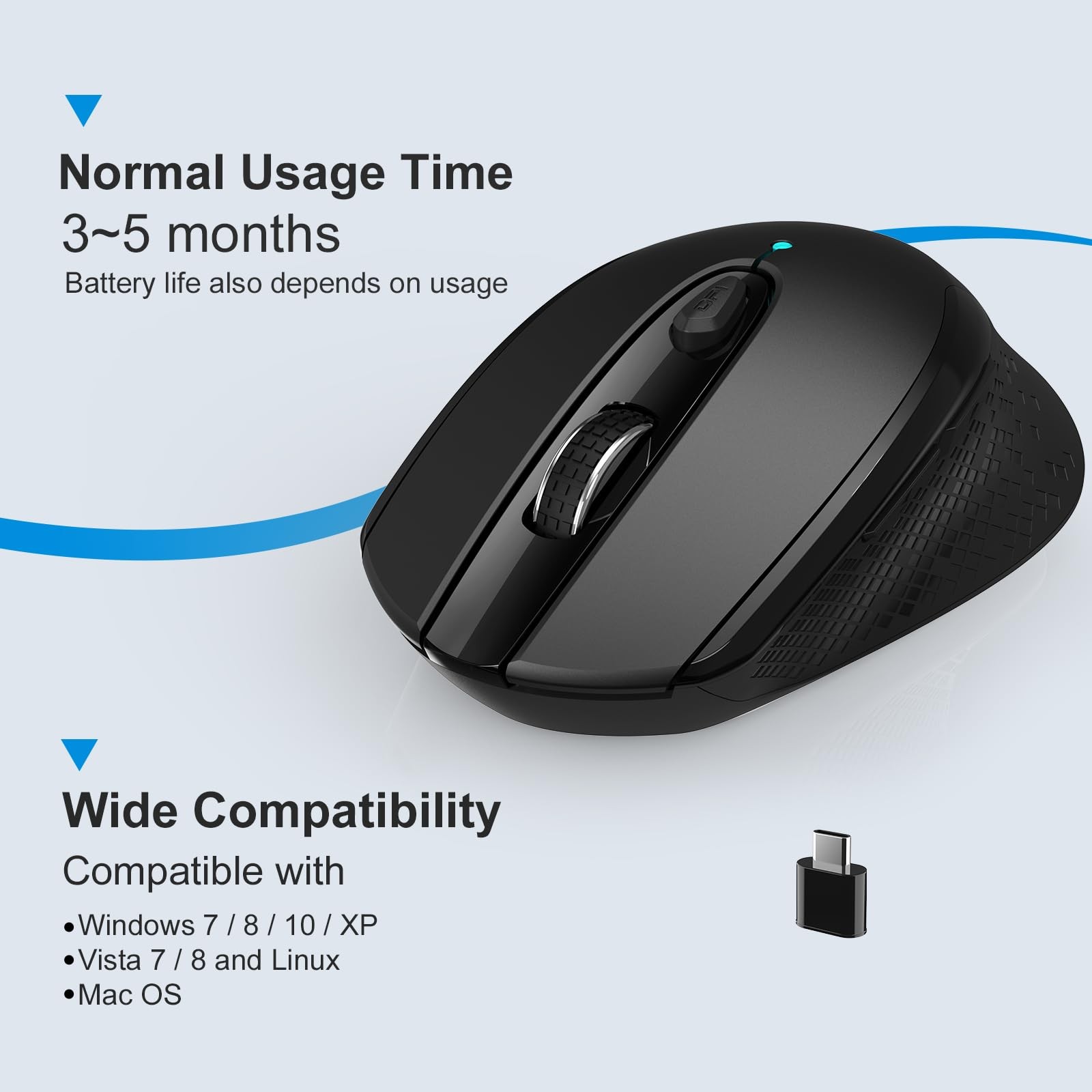USB C Wireless Mouse, Type C Silent Mouse for MacBook Air/Pro, 2.4G Cordless …