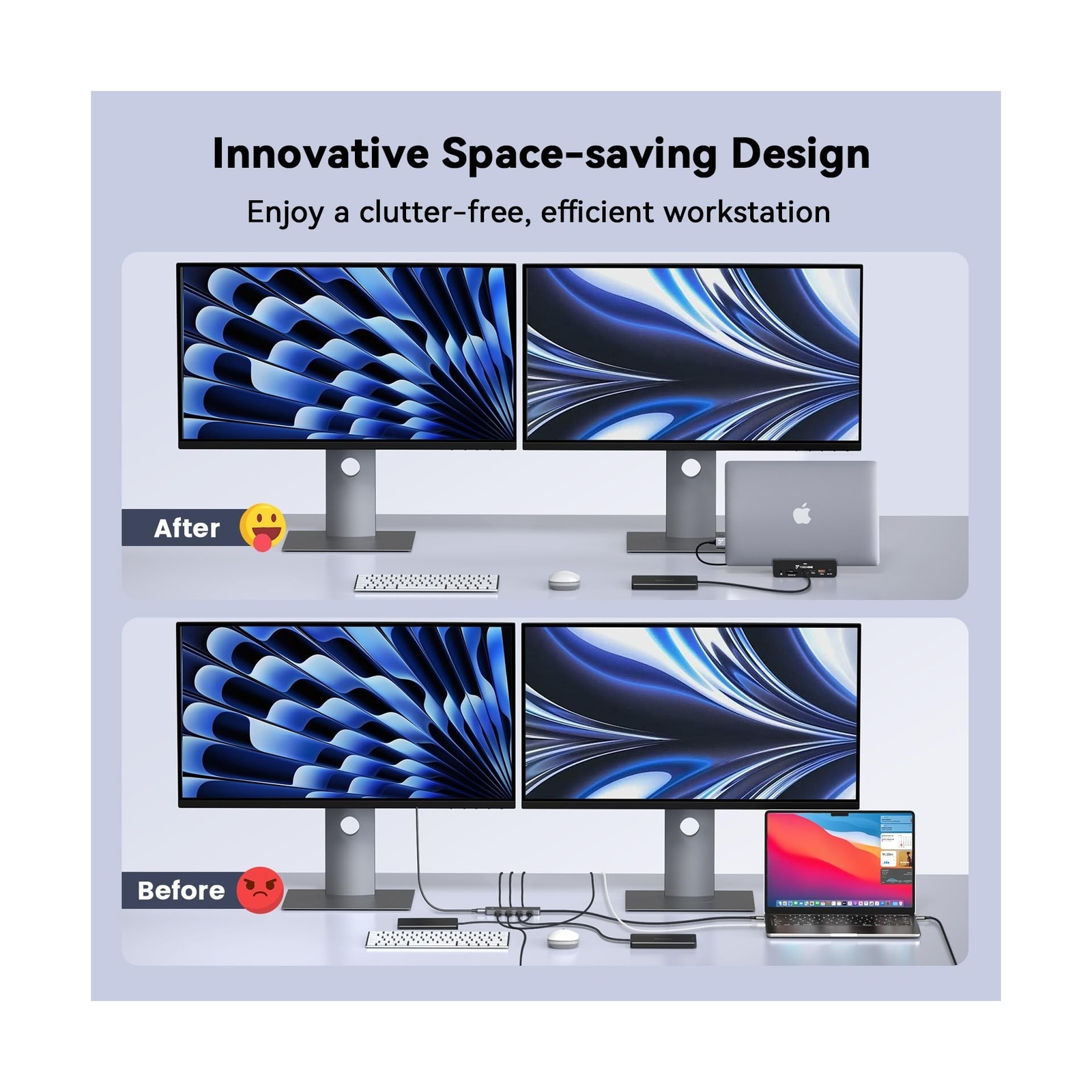 TobenONE 18-in-2 MacBook Docking Station Dual Monitor 4K@60Hz, 150 Power Adap…