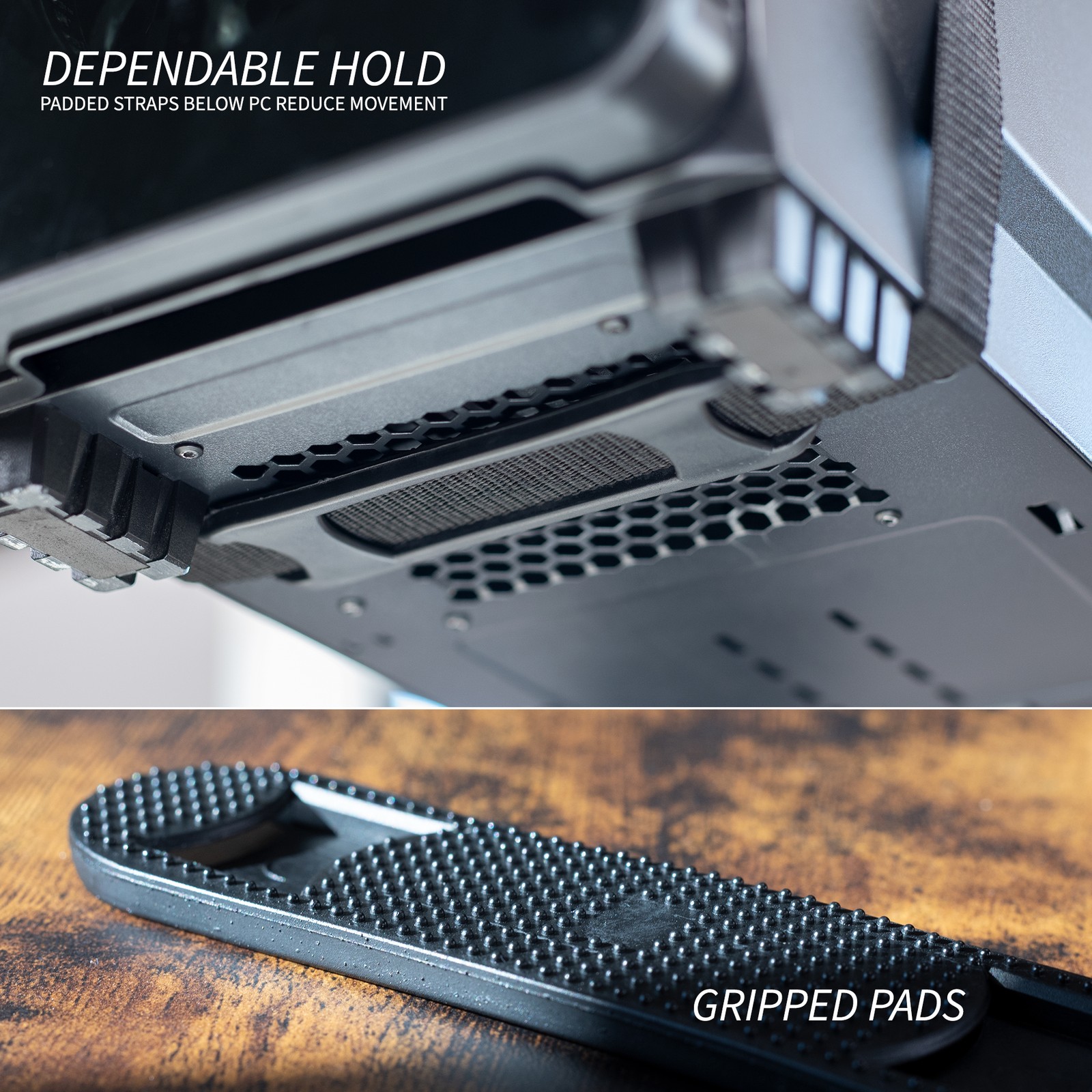 VIVO Black Under-Desk PC Adjustable Strap Mount | Computer Case Holder