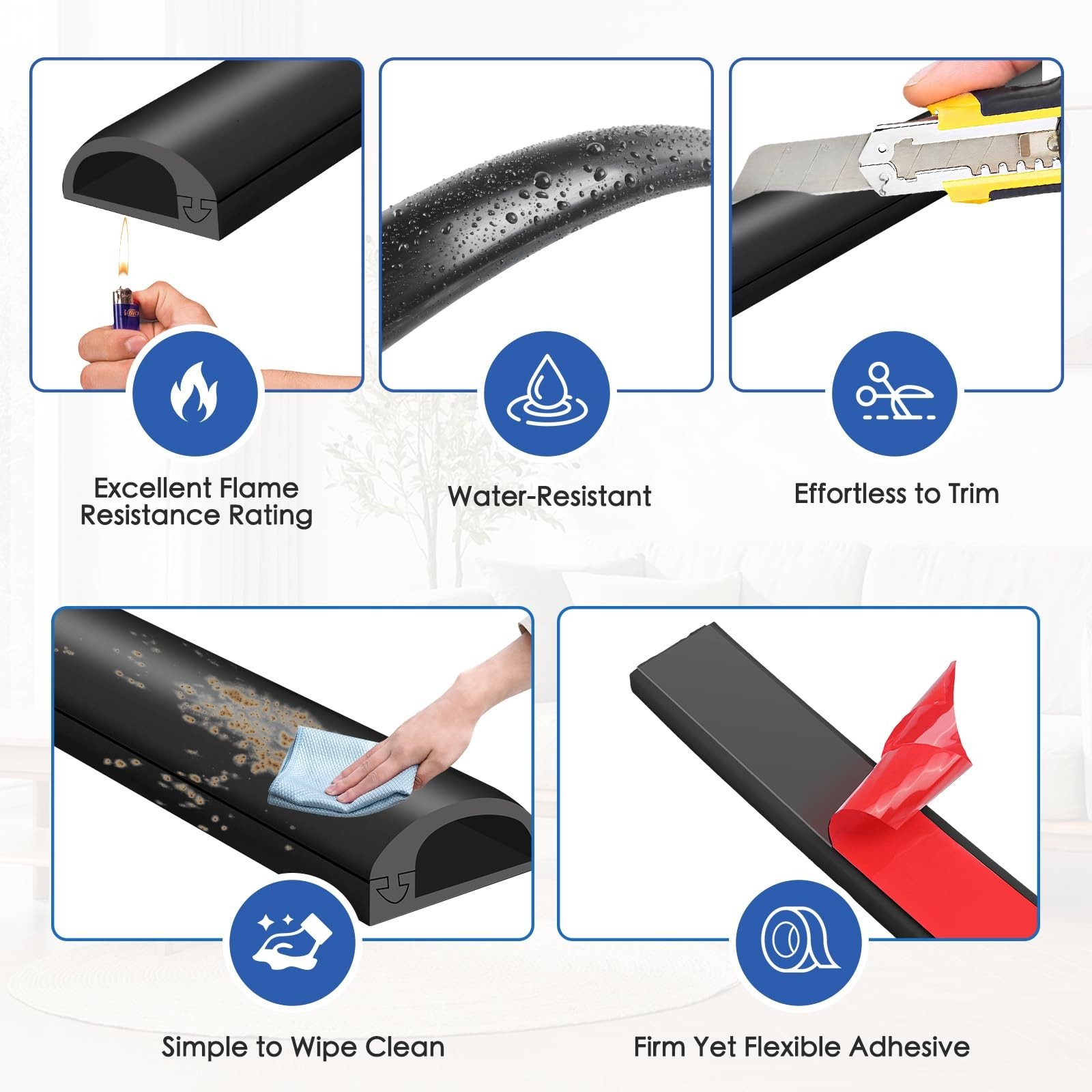 Self-Adhesive Silicone Cord Hider 118″ – Flexible Cable Concealer for Wall & TV