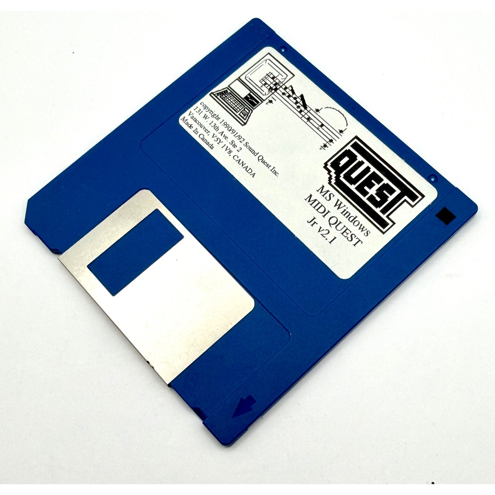 Vintage Sound Quest MIDI Quest Jr v2.1 MS Windows 3.5 Floppy Disk Blue Canada