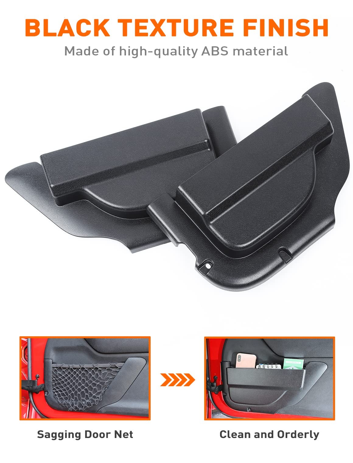 Front Door Storage Pockets for 2011-2018 Jeep Wrangler JK 2 PCS