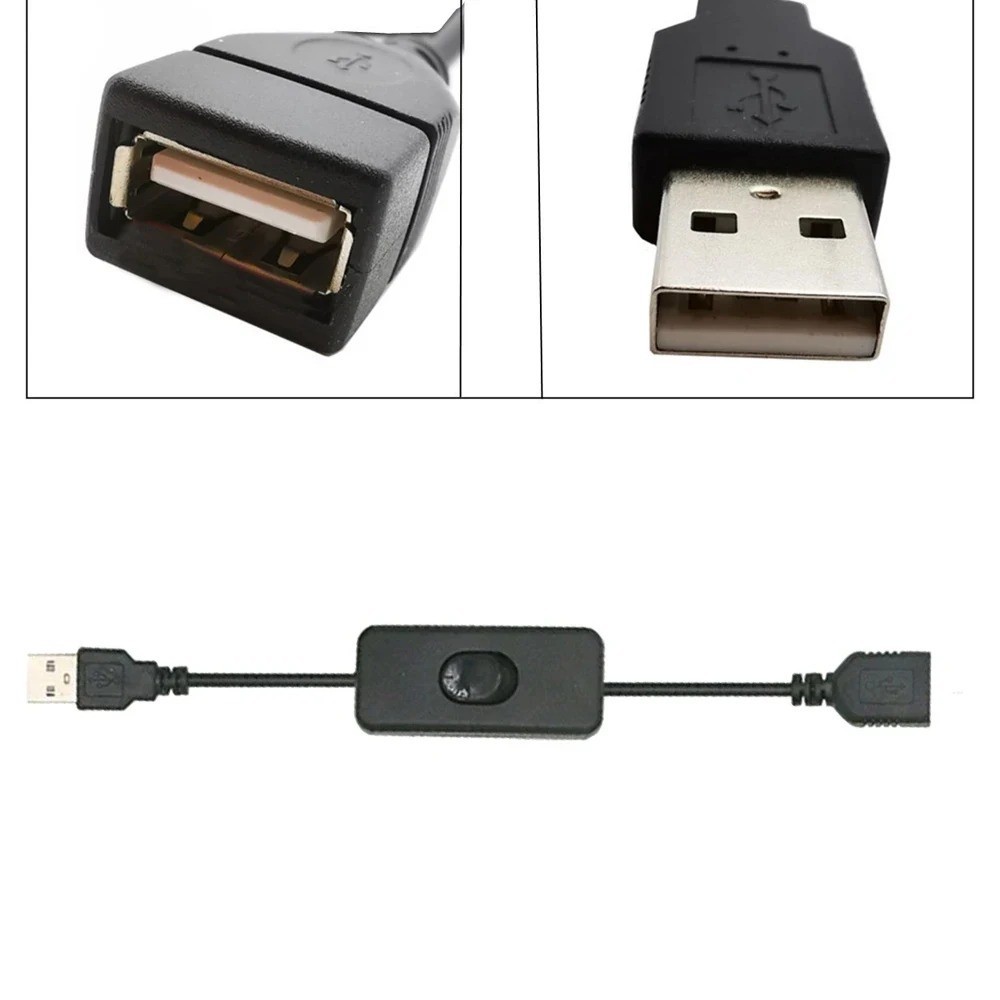 2PCS USB Cable with On Off Switch 30cm for Power and Data Transmission