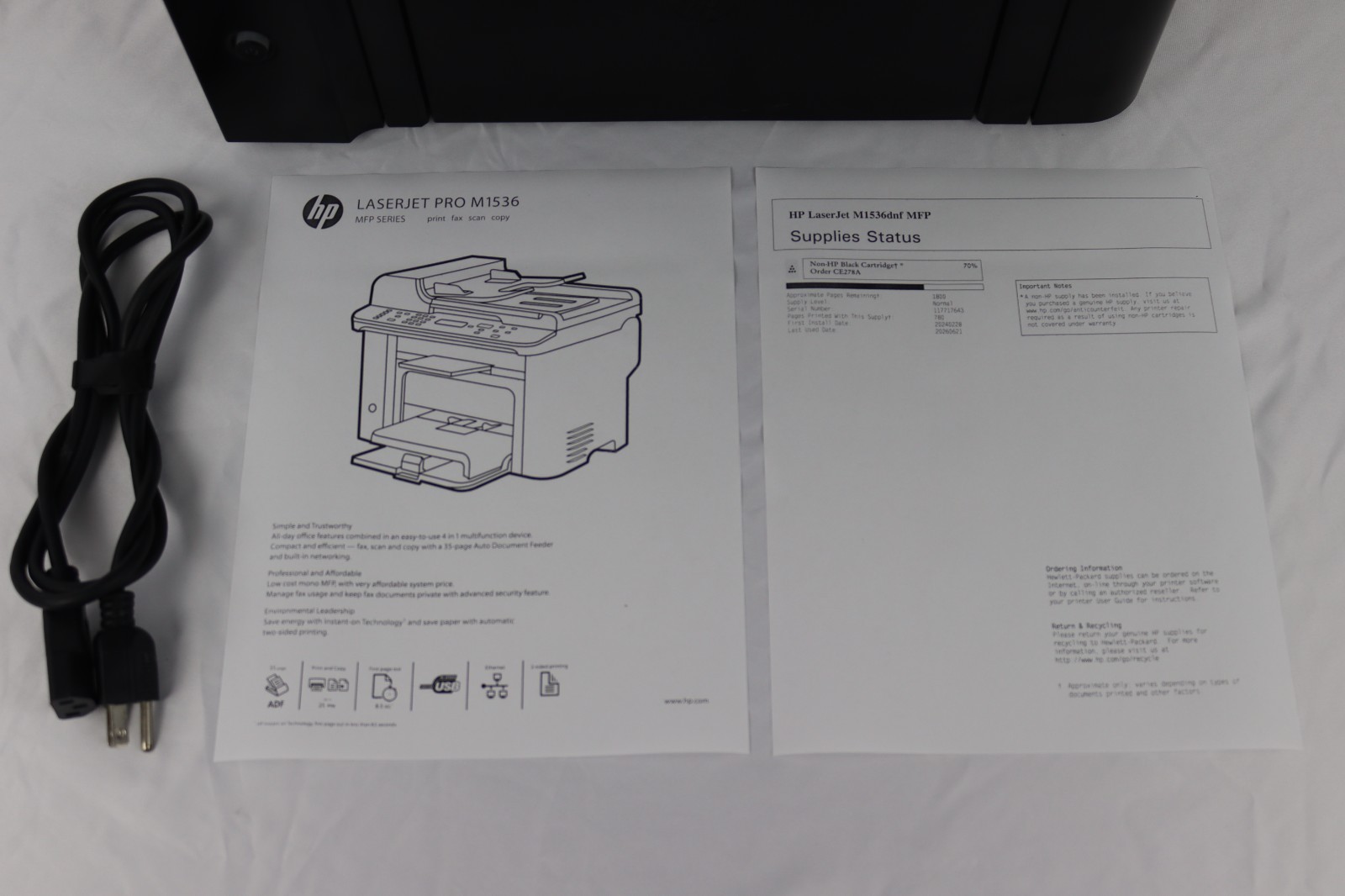 HP LaserJet M1536dnf MFP Fax/Scan/Copy Printer | Works Great