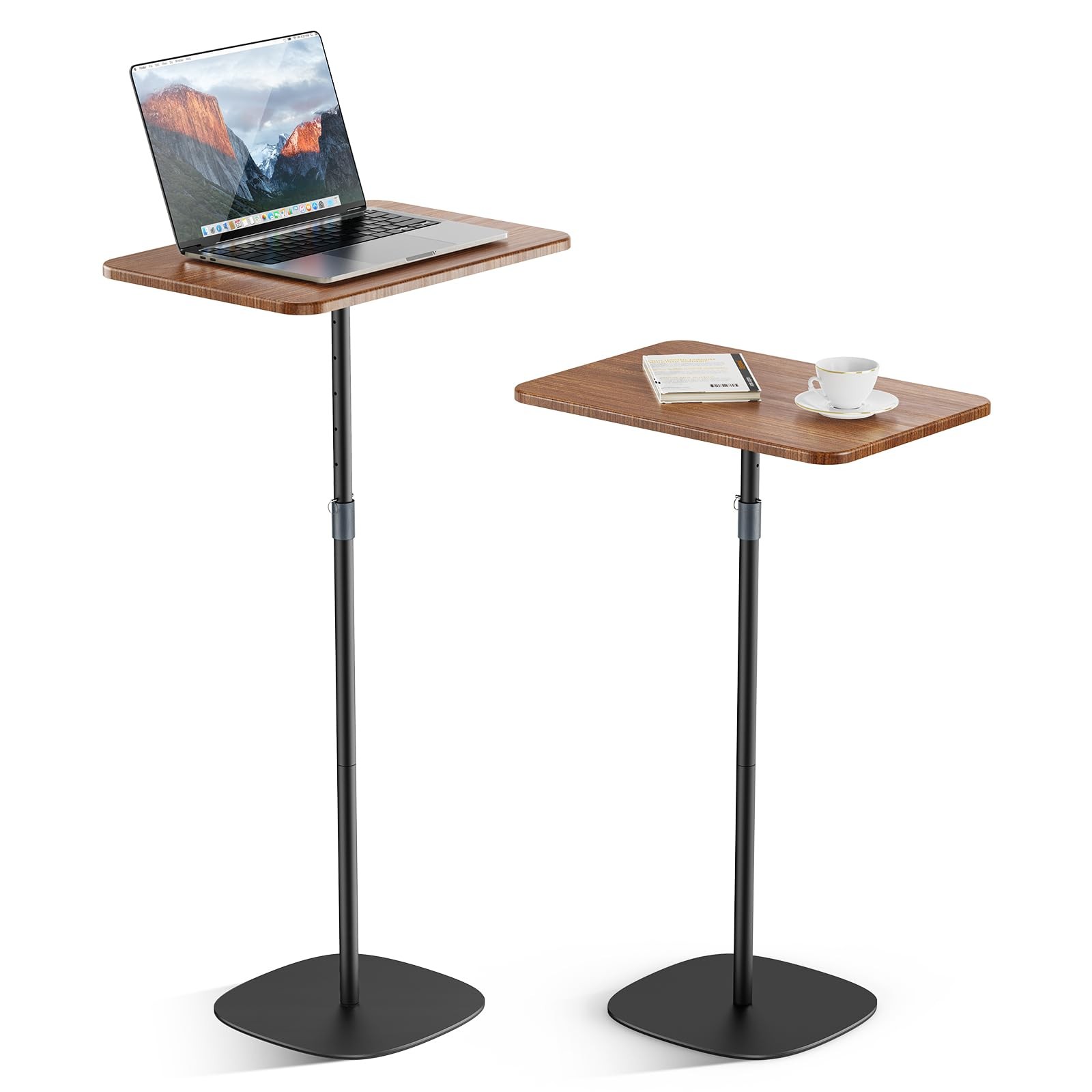 Adjustable Laptop Floor Stand Mobile Desk Height 1848 Inch Wood Top