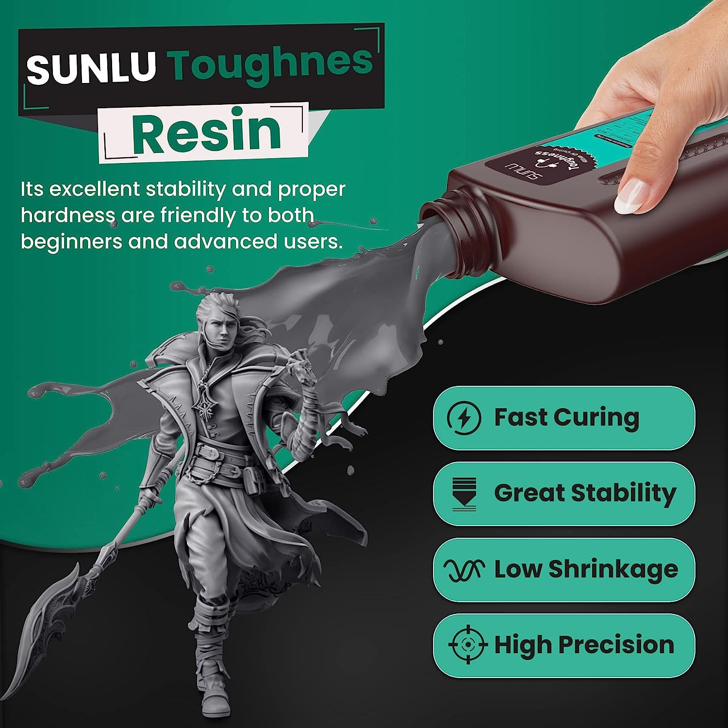 SUNLU Toughness Strong Printer Resin 405nm UV Curing 1KG