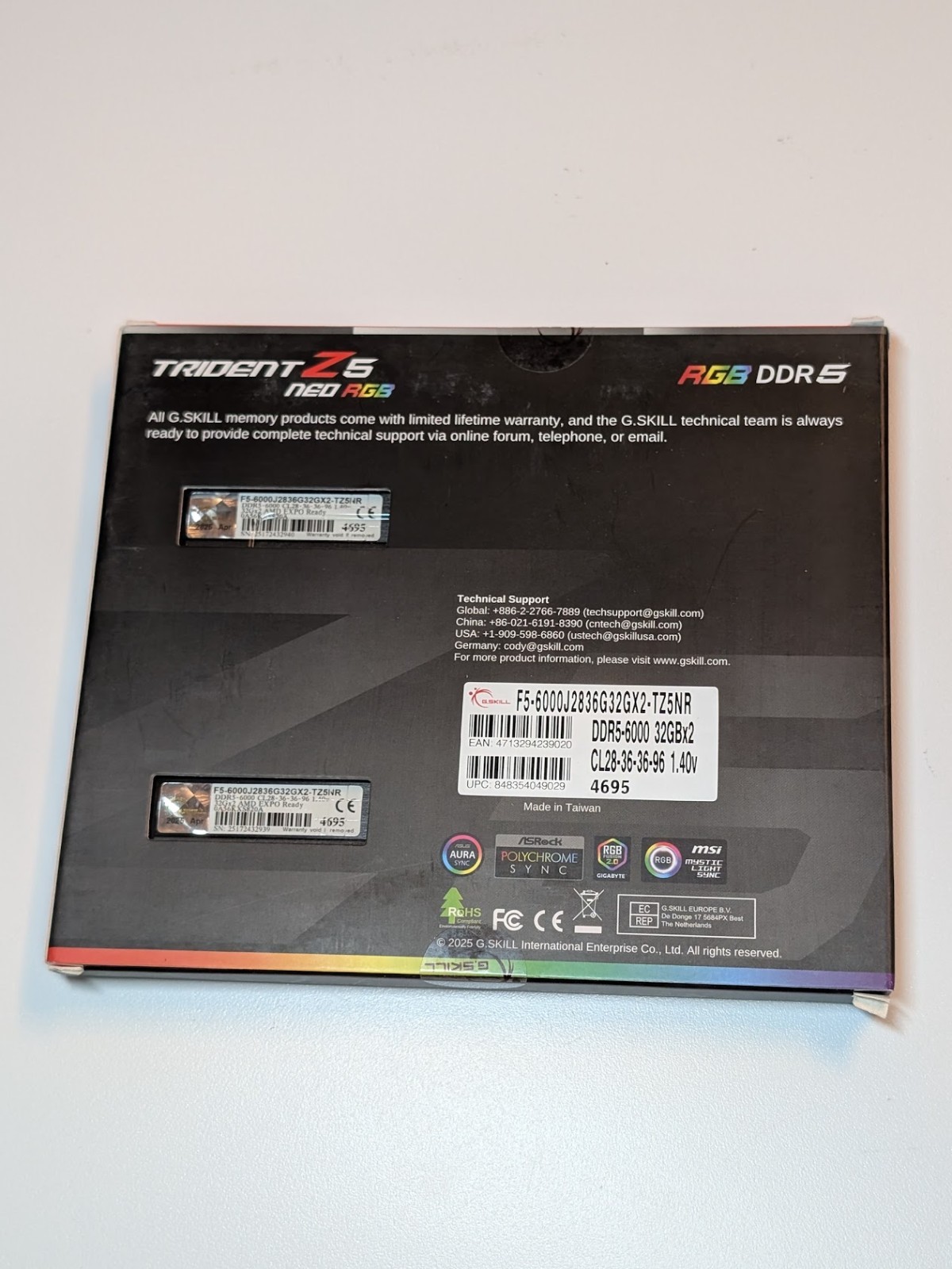G.Skill Trident Z5 Neo RGB 64GB 2x32GB DDR5 6000 CL28 AMD EXPO Black CL30 RAM