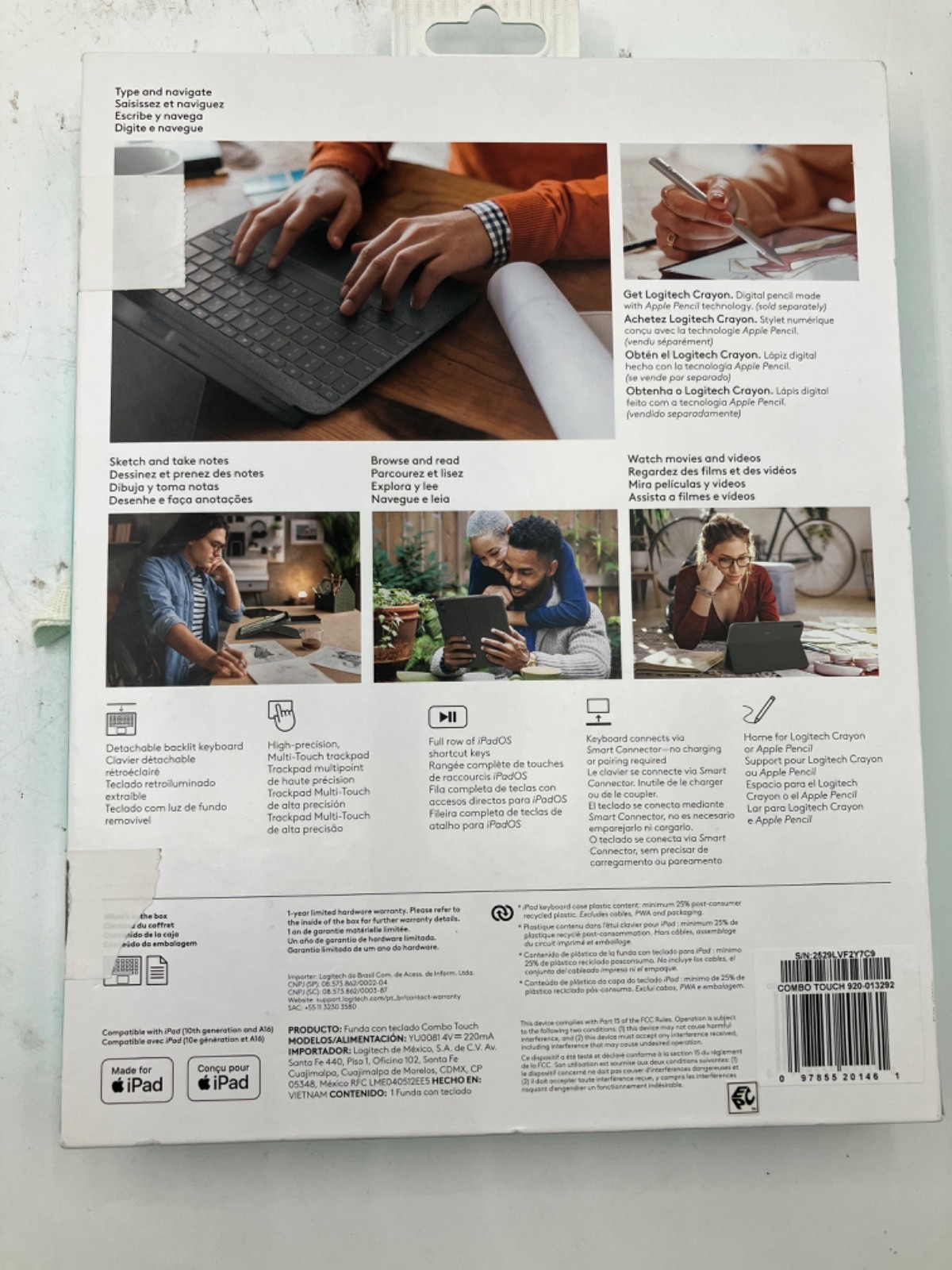 Logitech Combo Touch Detachable iPad Keyboard Case (10th gen & A16) 920-013292