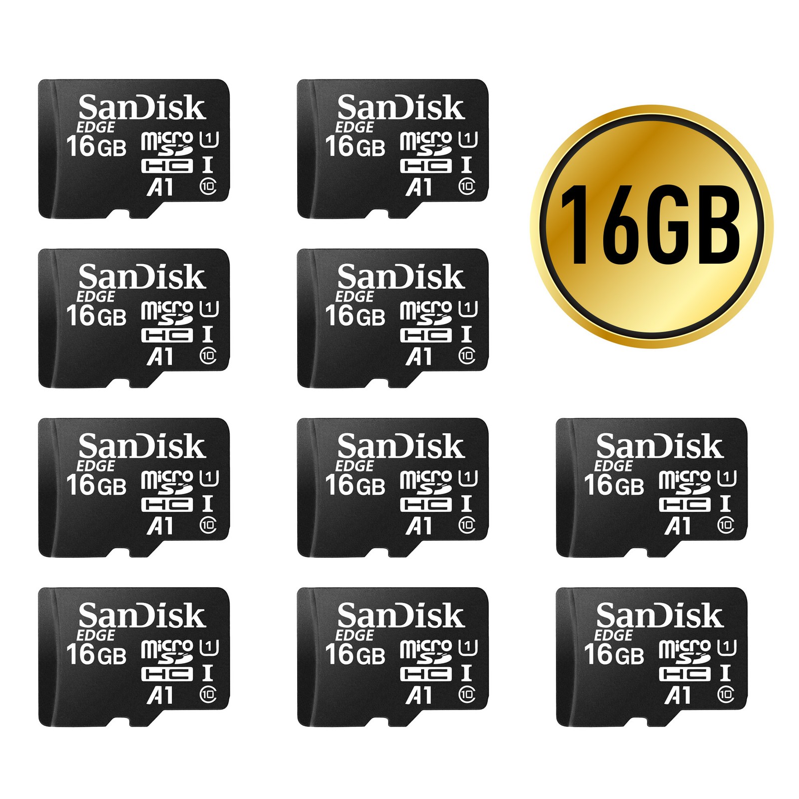 SanDisk EDGE 16GB microSDHC, Class10, U1, A1, UHS-I Memory Card, 10-Pack (M.Ref)