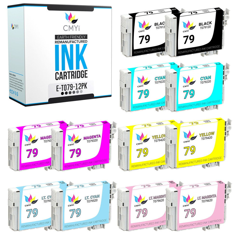 T079 Black Color Ink Cartridges for Epson 79 Fits Artisan 1430 Stylus Photo 1400