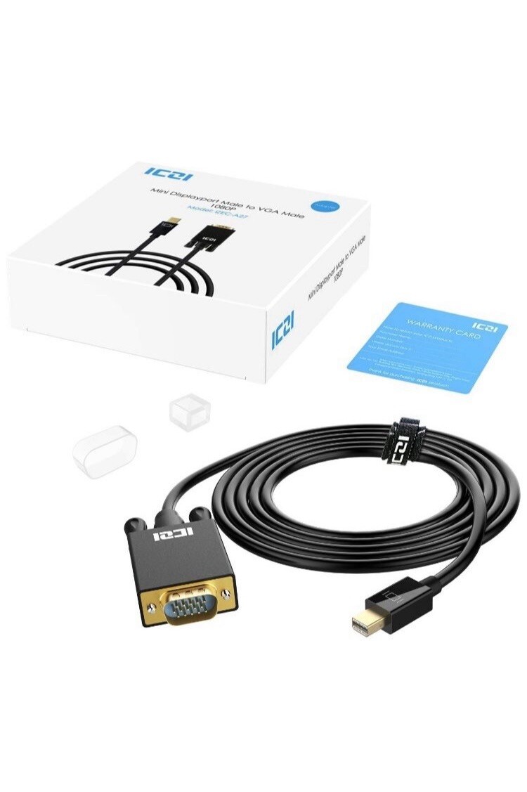 Mini Display Port to VGA, Gold-Plated 1080P Mini DP to VGA, 10 Ft