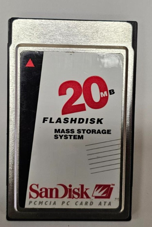 Vintage SanDisk 20MB FLASHDISK Memory PC Card PCMCIA SDP3B for HP 200LX Palmtop