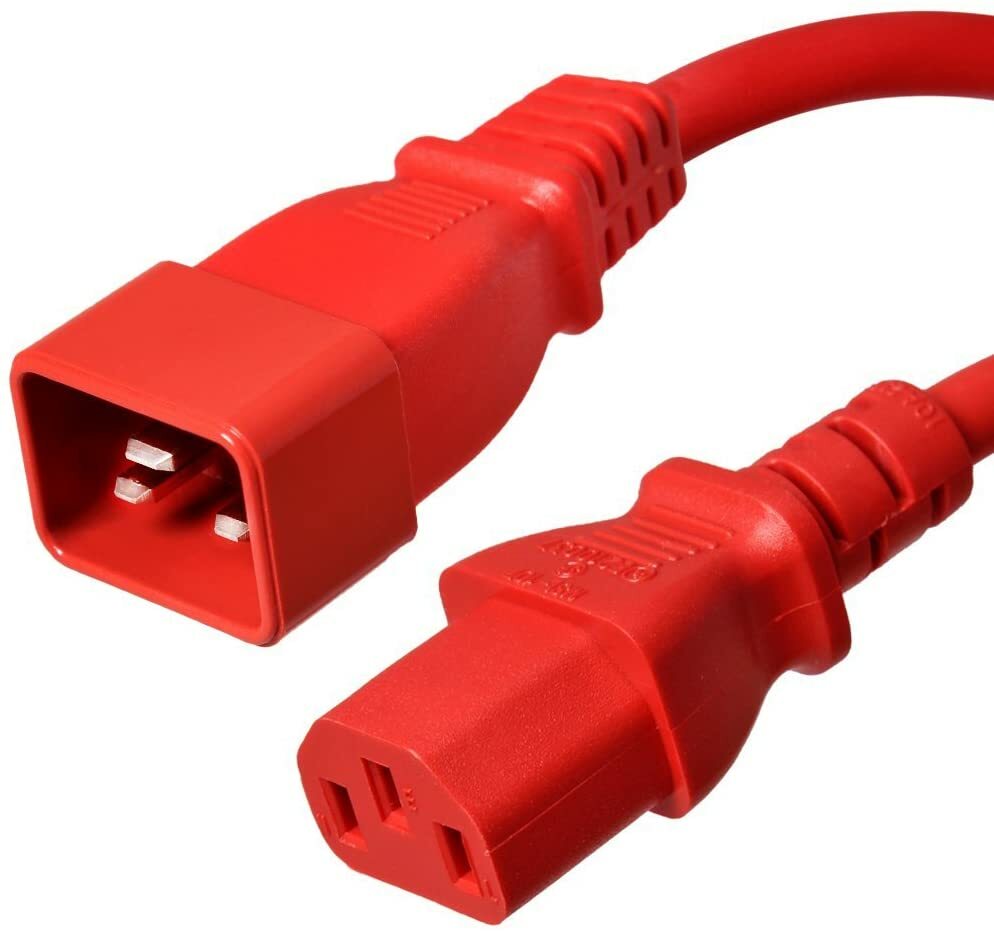 15FT IEC C20 – C13 Red Power Cord 14AWG 15A/1875W 100-250V 4.6M