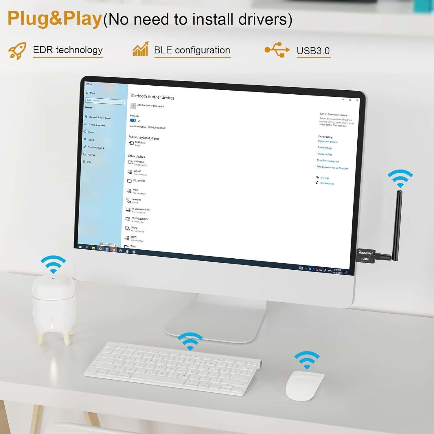Long Range USB Bluetooth 5.3 Adapter for Desktop PC 328FT/100M Wireless Transfer