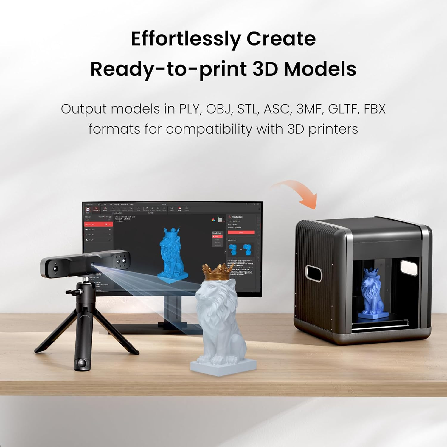 Range 2 3D Scanner for 3D Printing Handheld, Full Color Model Scan, Supports Bod