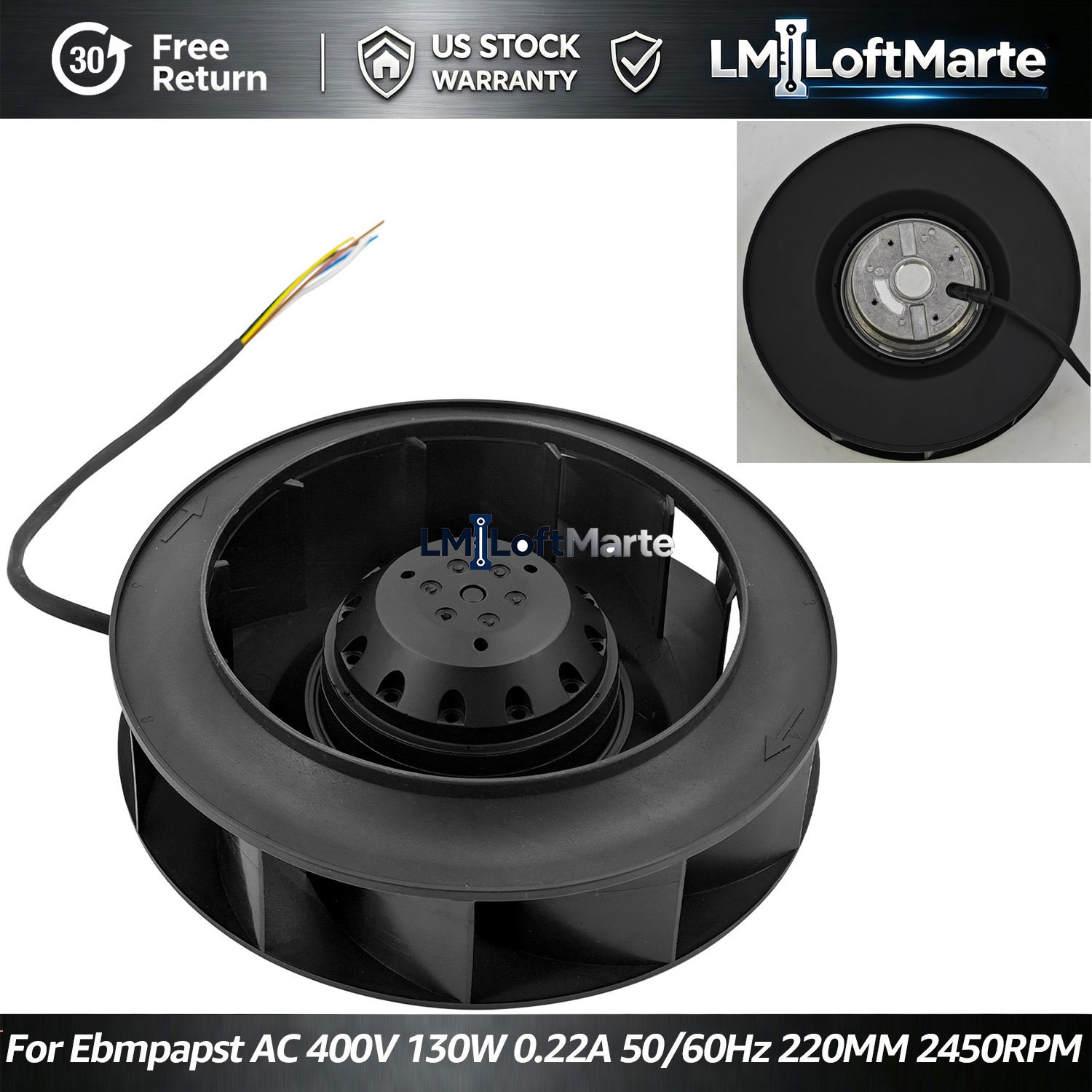 Cabinet Fan R2D220-RB14-09 For Ebmpapst AC 400V 130W 0.22A 50/60Hz 220MM 2450RPM