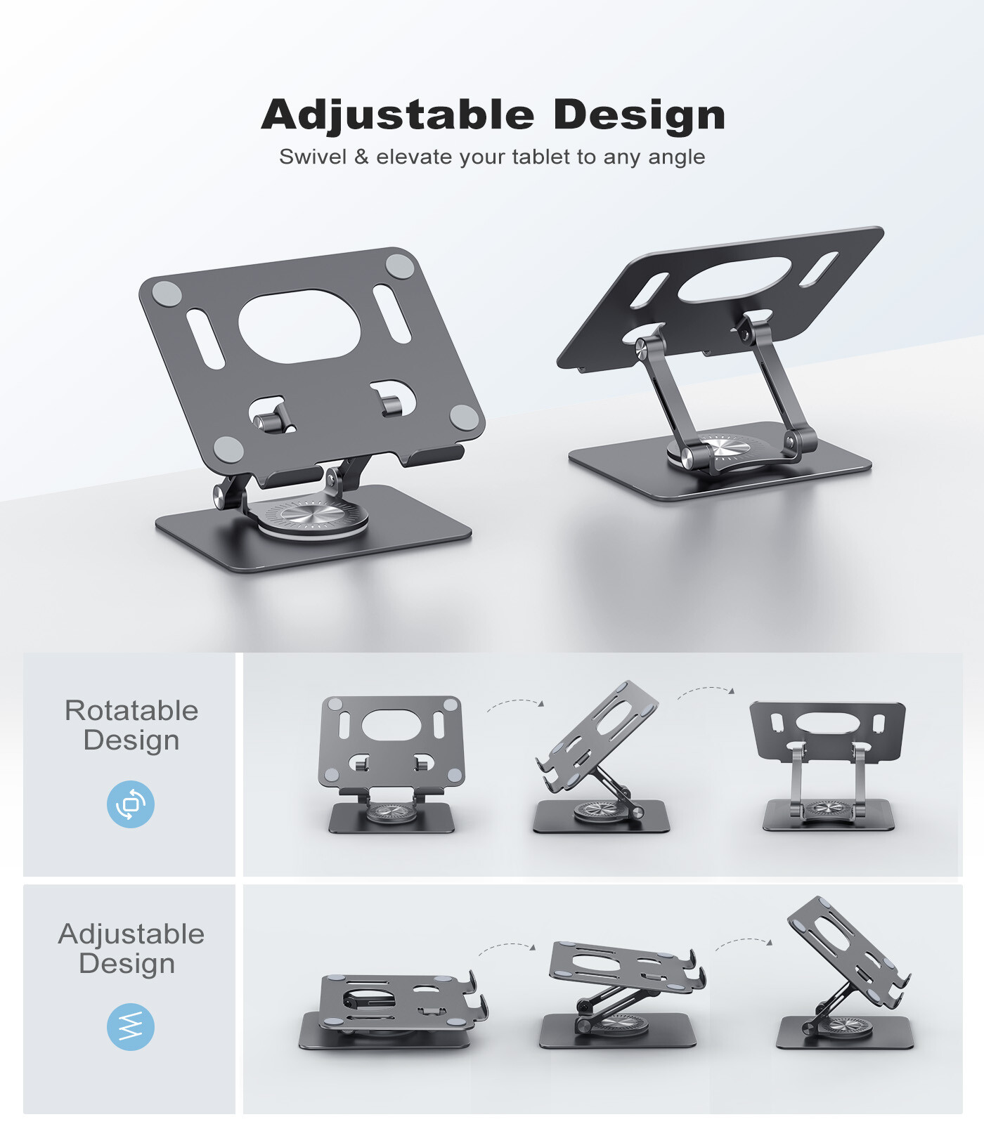Portable Stand Ergonomic Metal Aluminum Adjustable Tablet Phone Holder Foldable