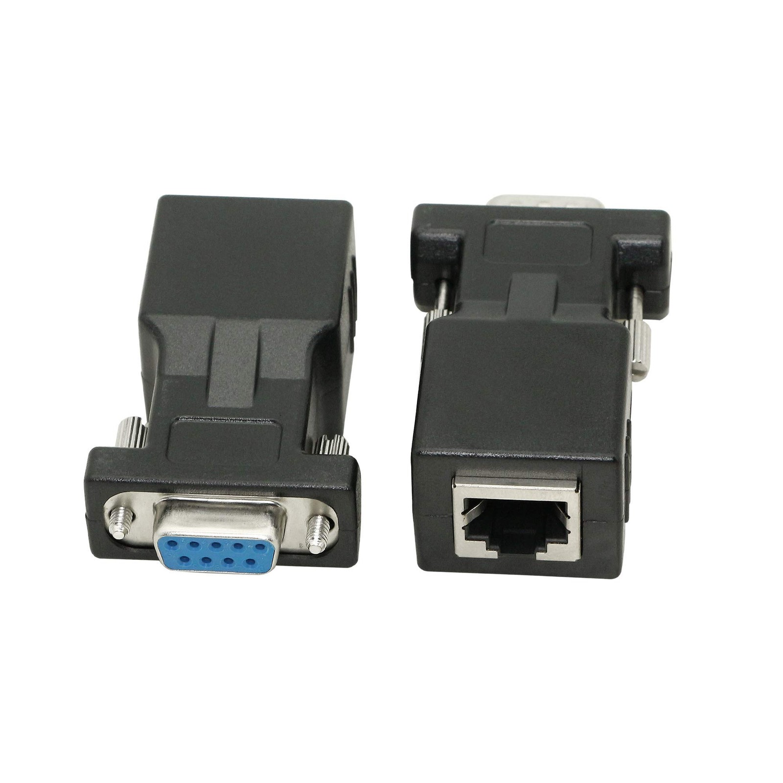 DB9 RS232 to RJ45 Extender, DB9 9-Pin Serial Port Female&Male to RJ45 CAT5 CA…