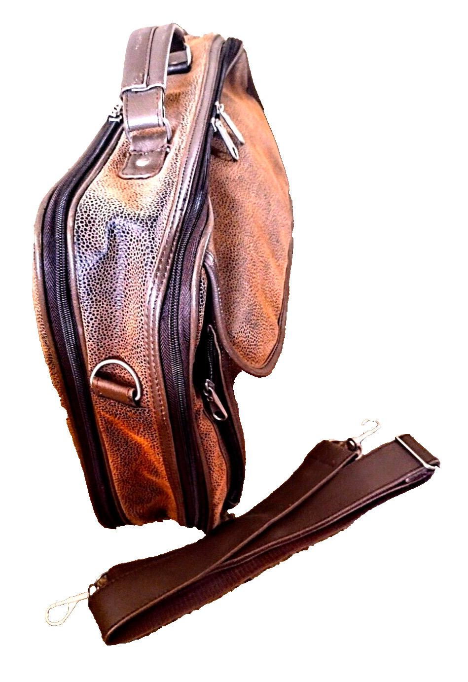 Pebble Grain Taupe Faux Suede Leather Messenger Briefcase ~ Laptop (17″) Bag GVC
