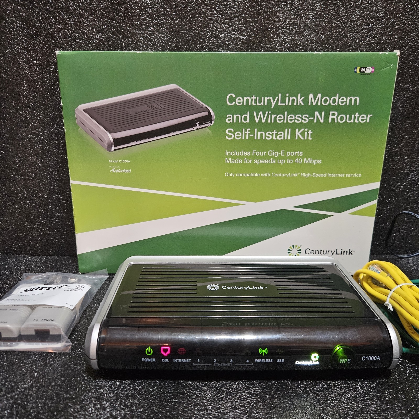 CenturyLink Actiontec C1000A 802.11b/g/n 4-Port WiFi Router Modem Combo Open Box