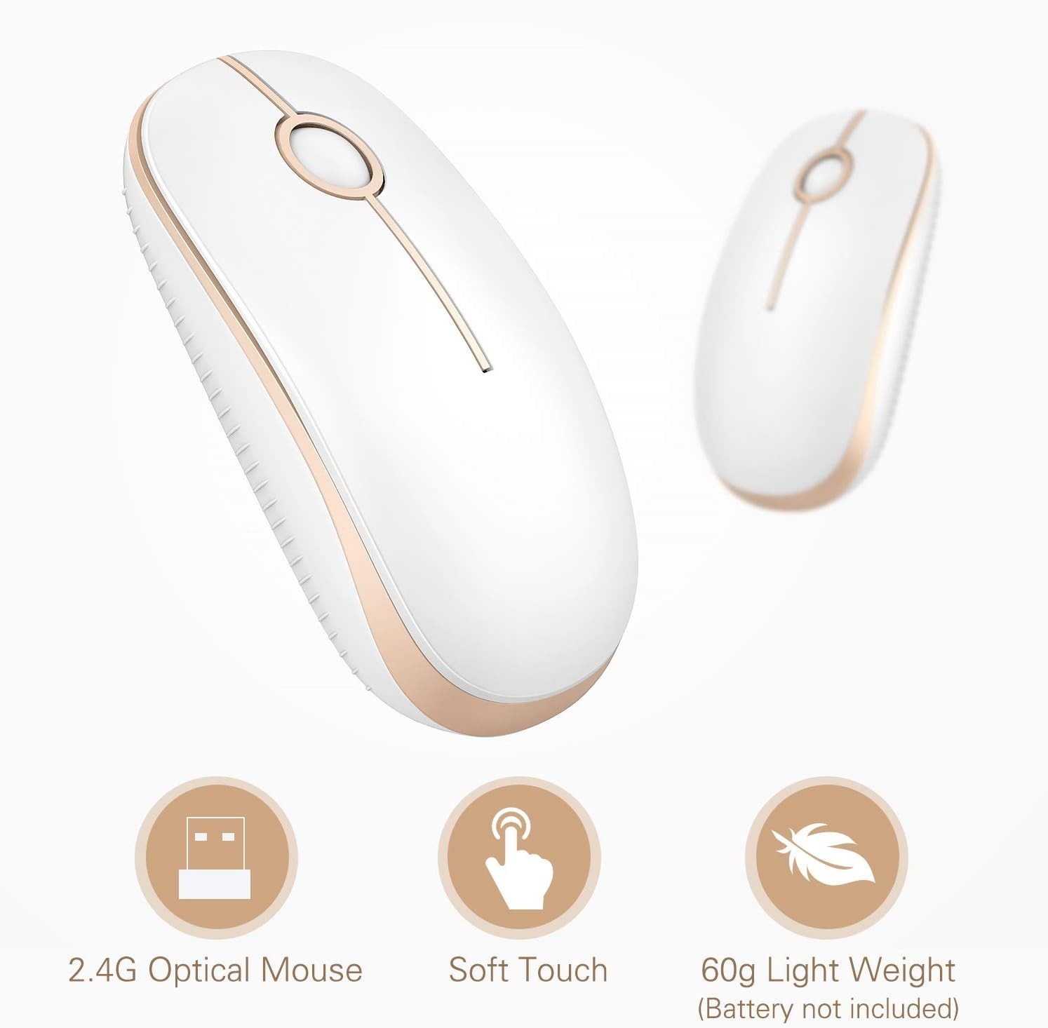 Wireless Mouse, 2.4G Slim Portable Computer Laptop Mouse with Nano Receiver