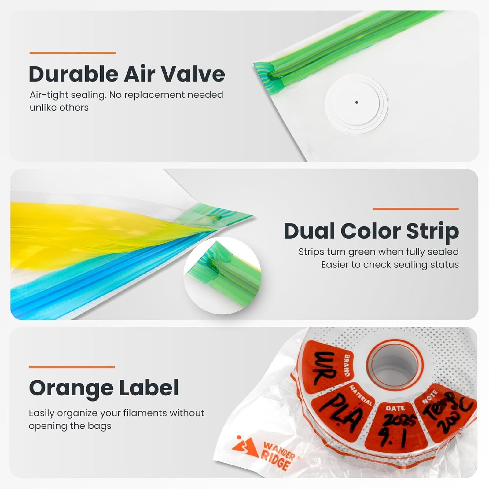 3D Printer Filament Storage Bags Kit Vacuum Sealing Moisture Dust Resistant