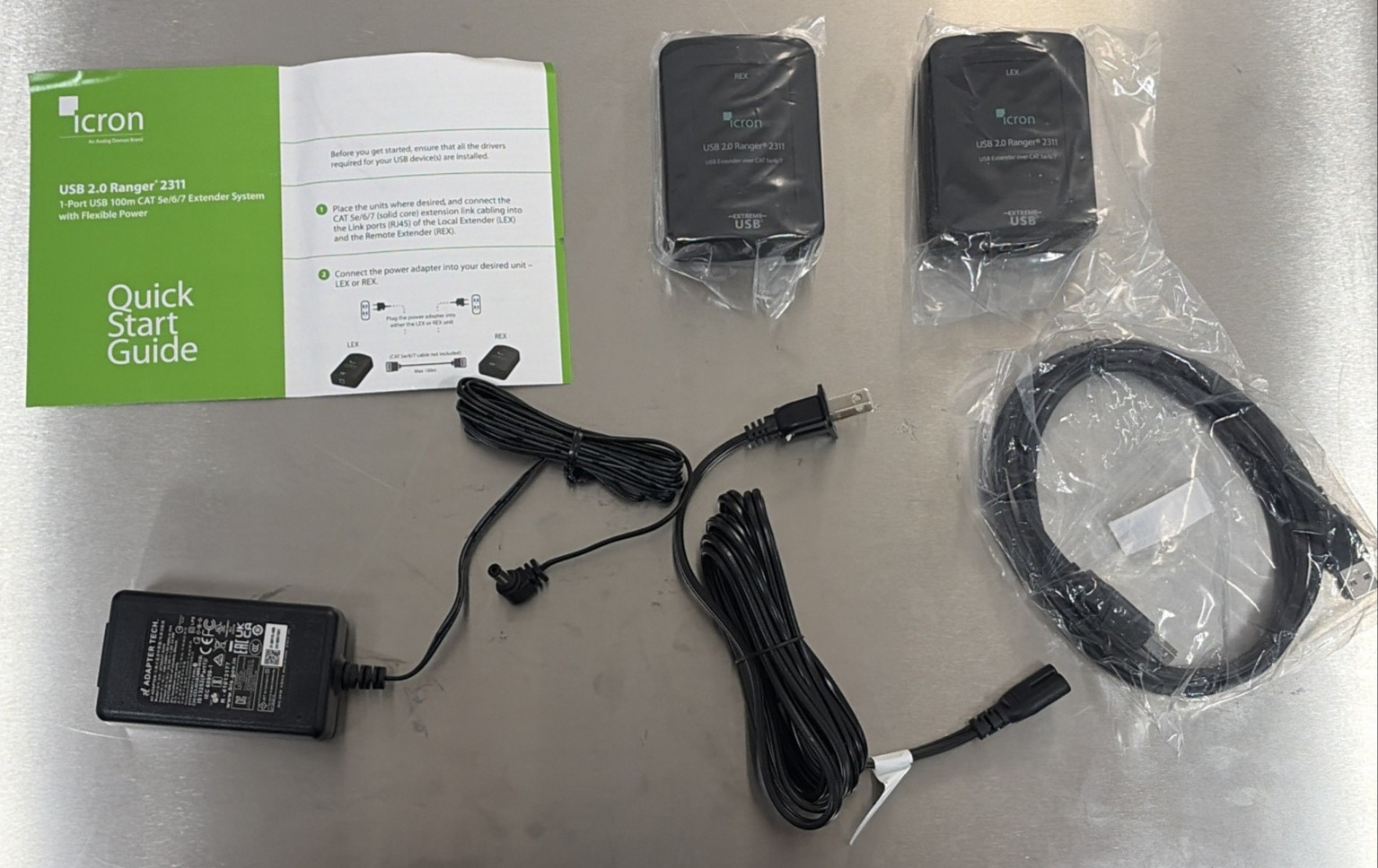 Icron USB 2.0 Ranger 2311 LEX & REX PAIR USB Extender CAT5e/6/7 COMPLETE KIT NEW