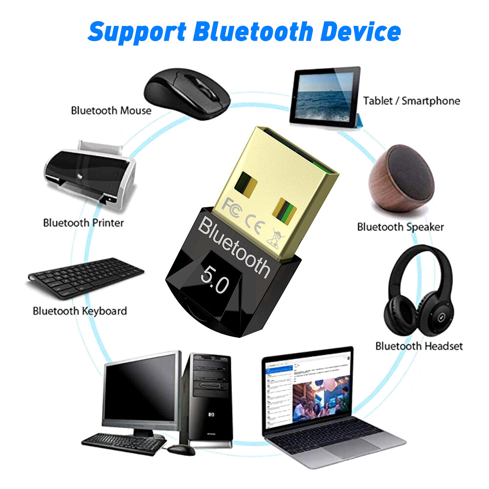 Rocketek USB Bluetooth 5.0 Dongle Adapter for PC Computer Speaker Wireless Mouse