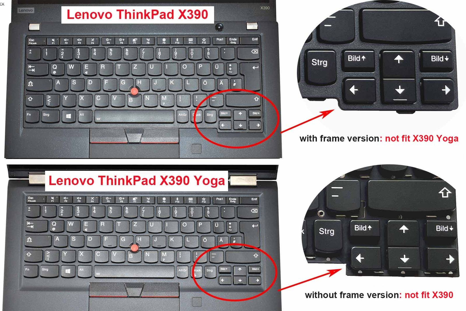 Backlight Keyboard German for Lenovo ThinkPad X390 Yoga 20SX-002UGE Keyboard
