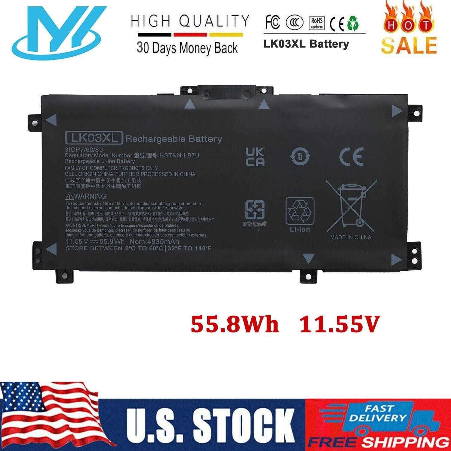 ✅LK03XL Battery For HP ENVY X360 17-AE 17-CE 15-BP 15-BQ 916368-541 916814-855