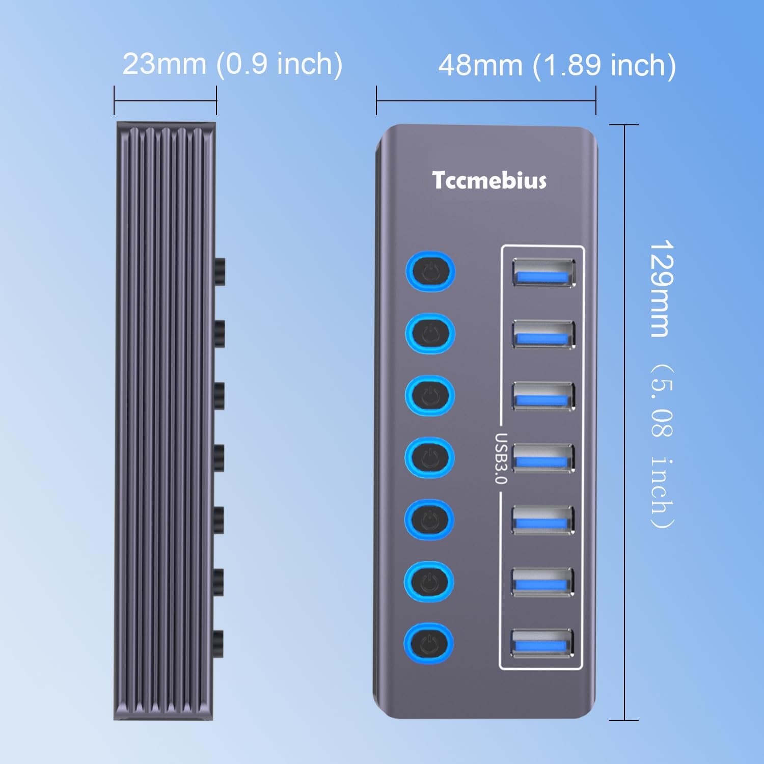 Powered 7port Usb 3.0 Hub Usb C To 7 Ports Usb Data Hub Splitter With Individual