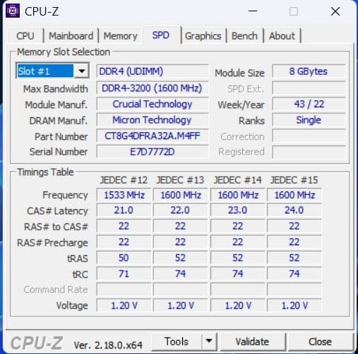 Crucial 16GB DDR4-3200 8GBx2 UDIMM CL22 1.2V Desktop Memory Tested