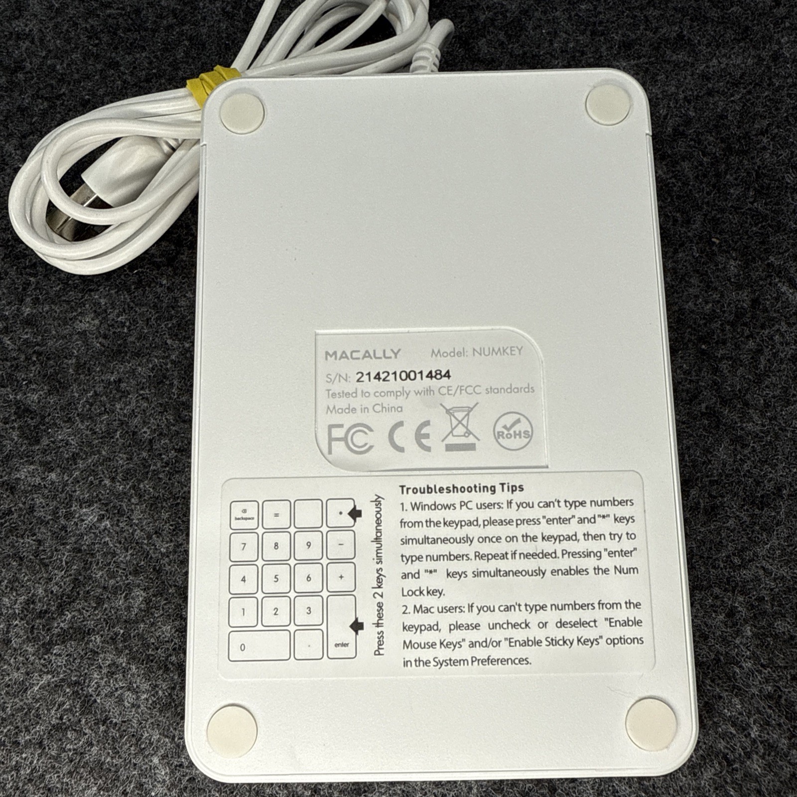 Macally 19 Key USB-C Numeric Keypad For Android, Mac, & Windows
