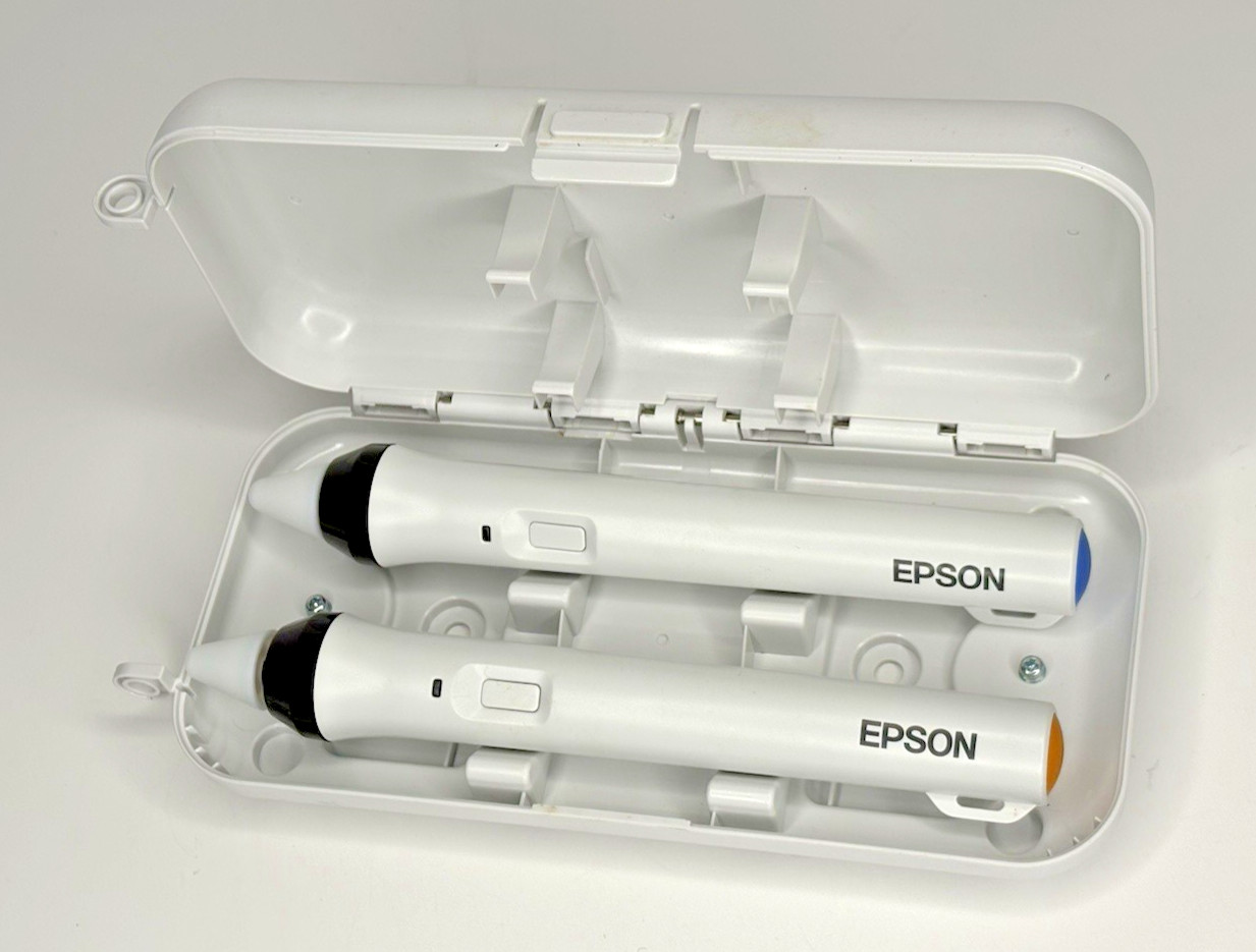 Epson Easy Interactive Pen A Orange & B Blue ELPPN04 Stylus Pens & Magnetic Case