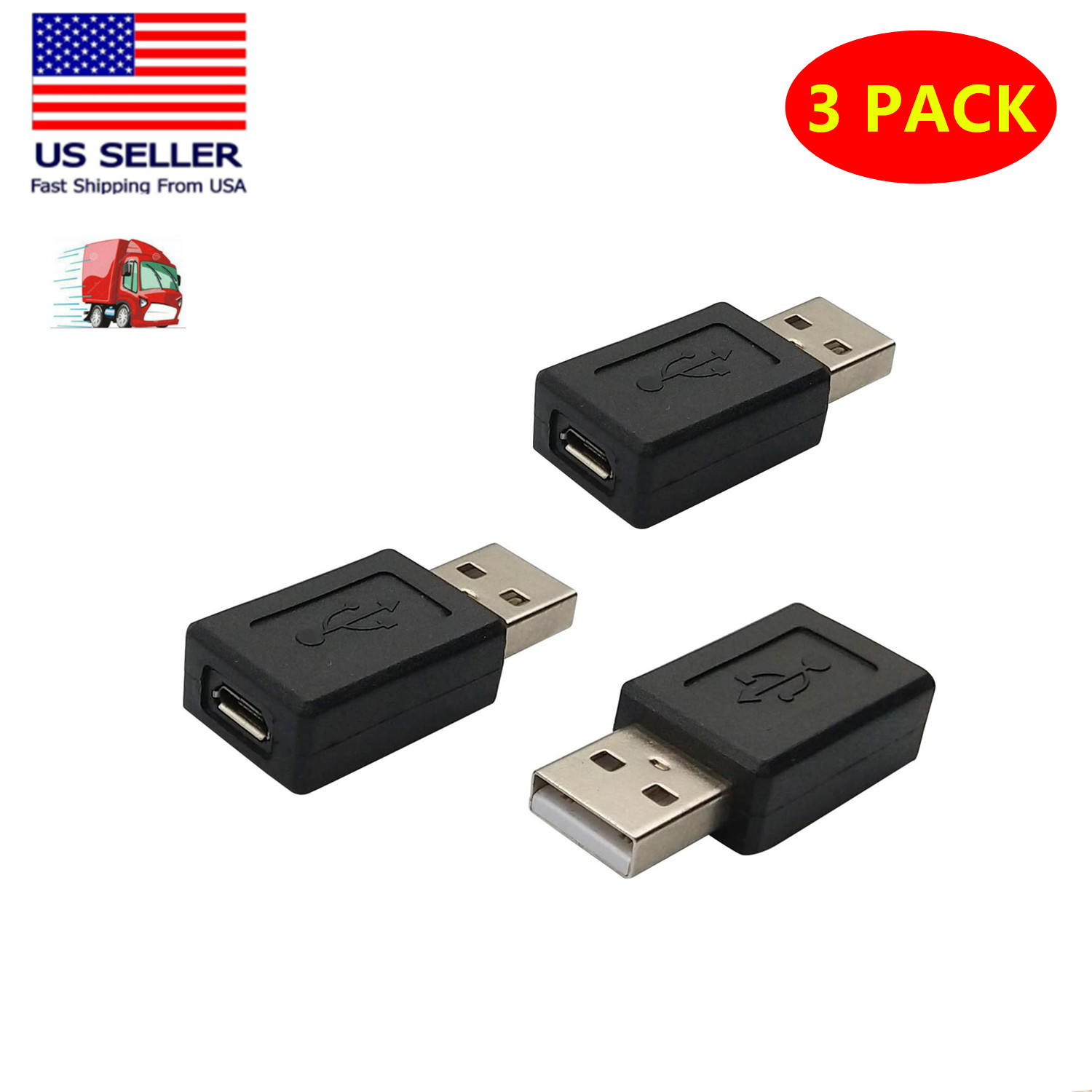 3x USB 2.0 A Type Male to 5 pin Micro USB B Type Female Cable Converter Adapter