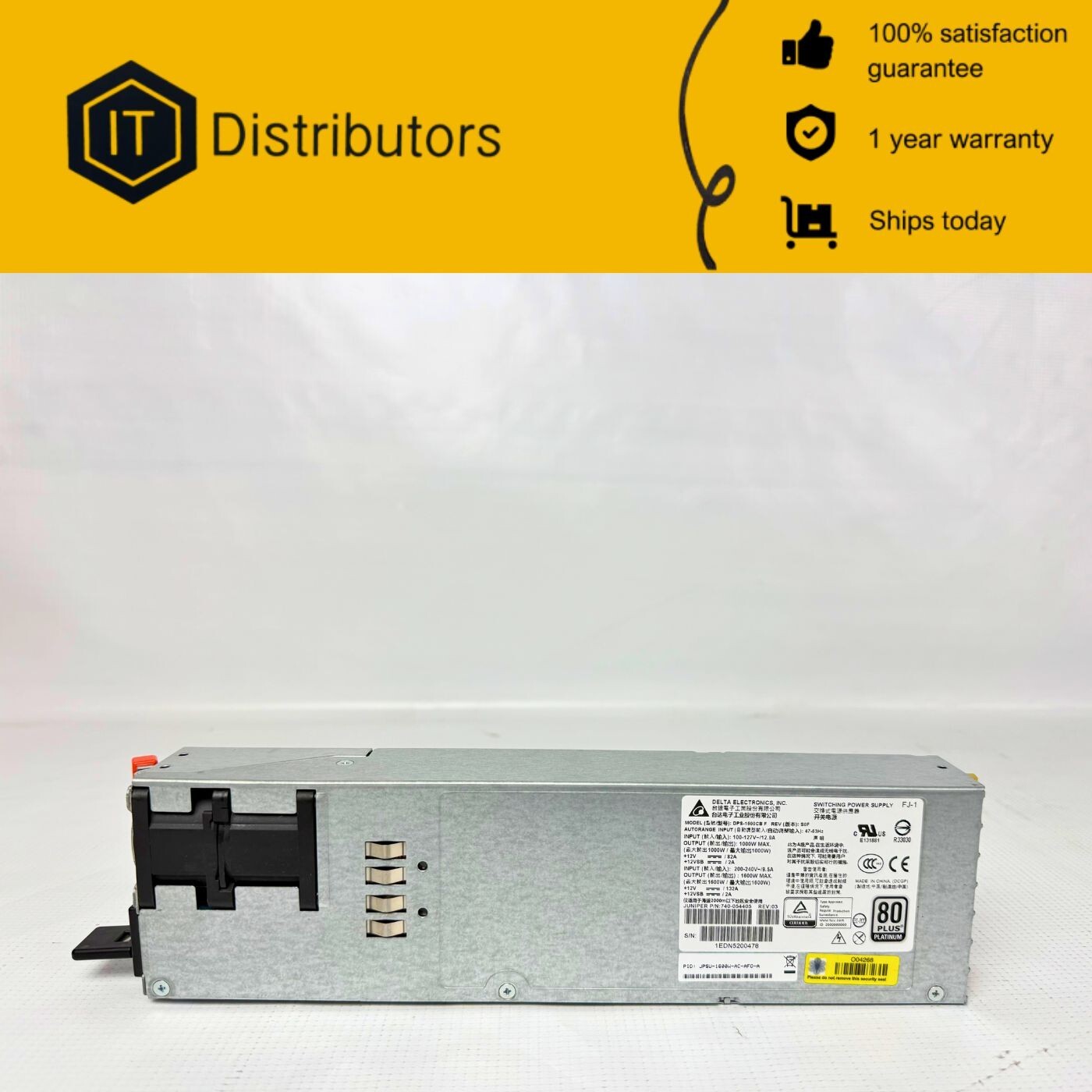 Juniper JPSU-1600W-AC-AFO / 1 Year Warranty / Ships Today