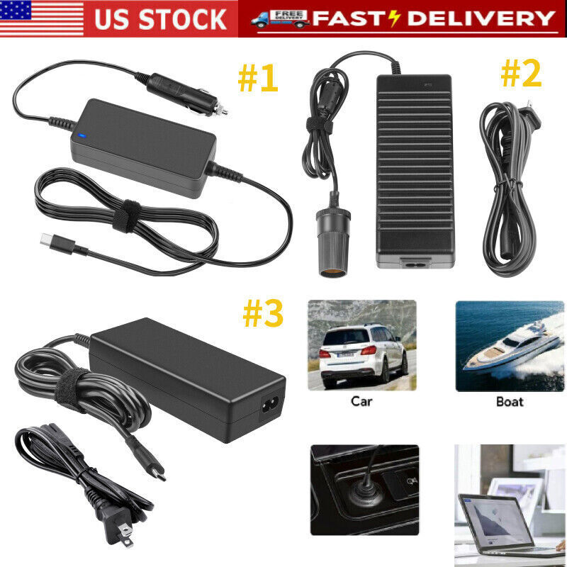 Car Laptop Charger 90W Watt USB Type C USB-C Power Adapter Travel Office US Plug
