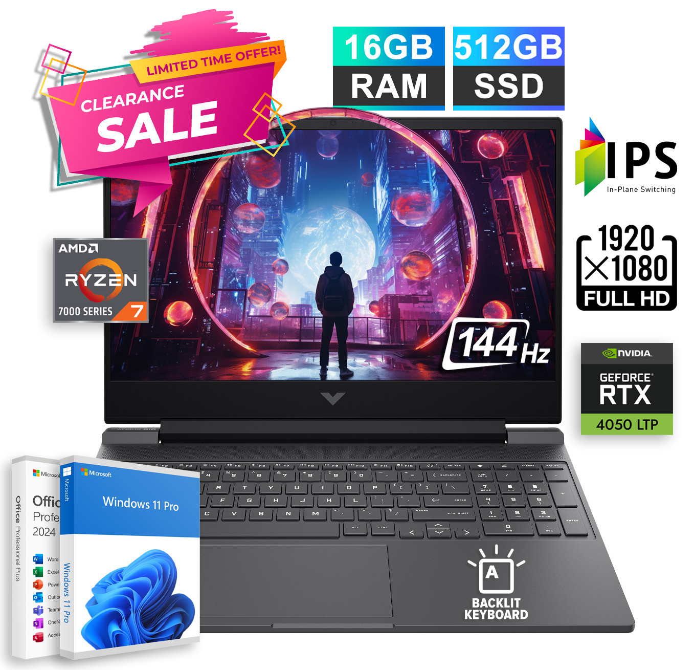 2026 HP Victus Gaming Laptop 15.6″ Ryzen 7 NVIDIA RTX 4050, 16GB RAM & 512GB SSD