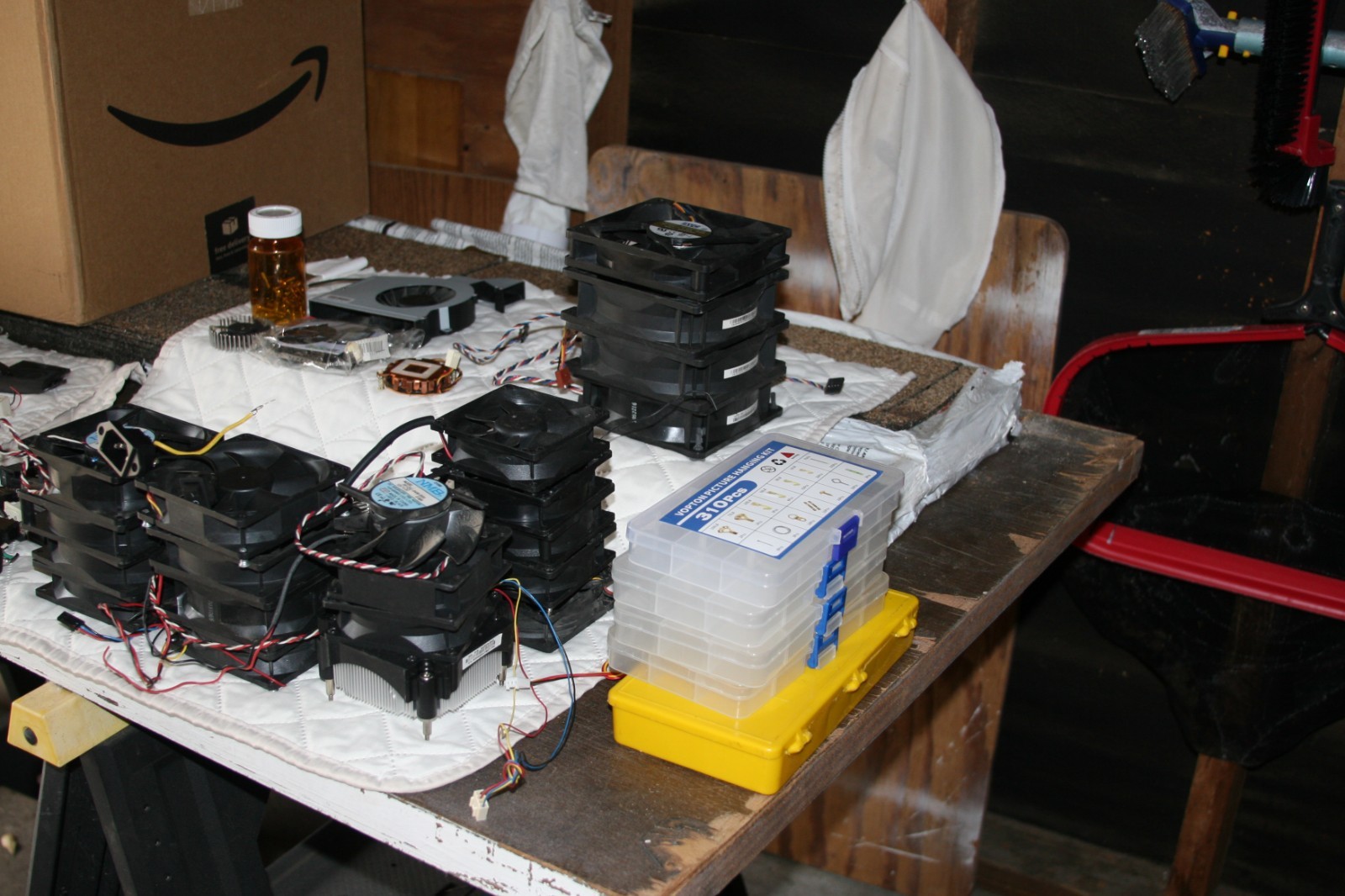 Misc Computer Parts, fans, switches,speakers, see description.