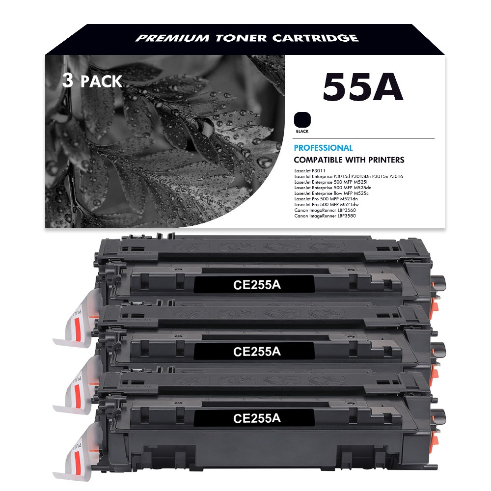 3PK CE255A 55A Toner fits for HP LaserJet Pro P3010 P3011 P3015 P3015DN P3015X
