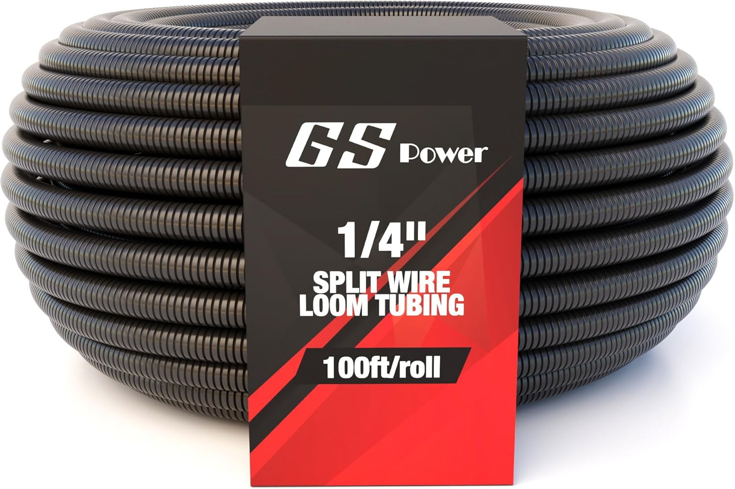 GS Power Wire Loom – 1/4 Inch X 100 Ft Split Cable Sleeves for Industrial Electr