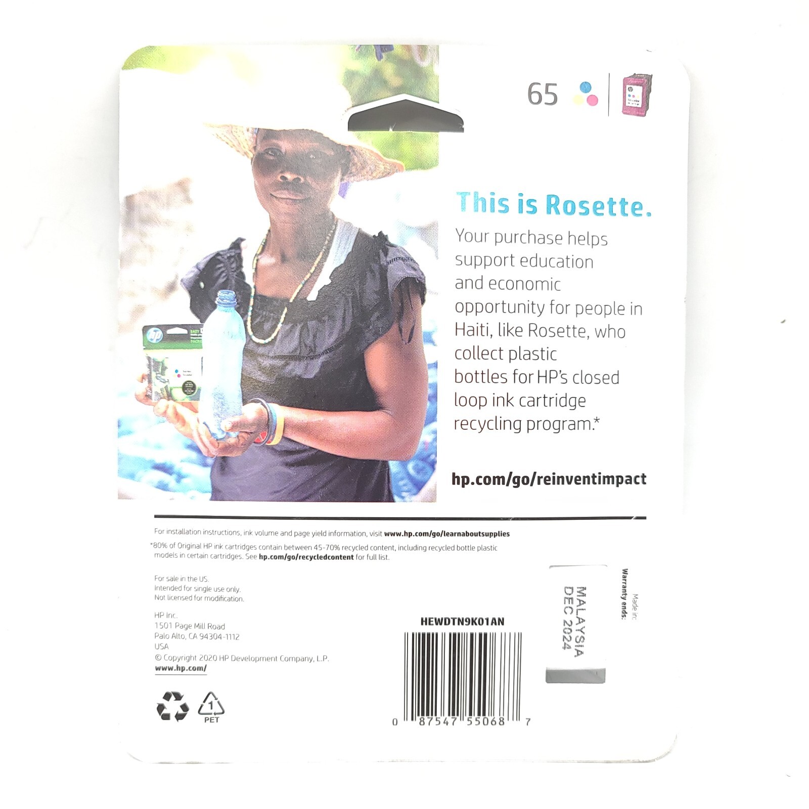 HP 65 Tri-Color Ink Cartridge For Envy & Deskjet 3700 Series Printers