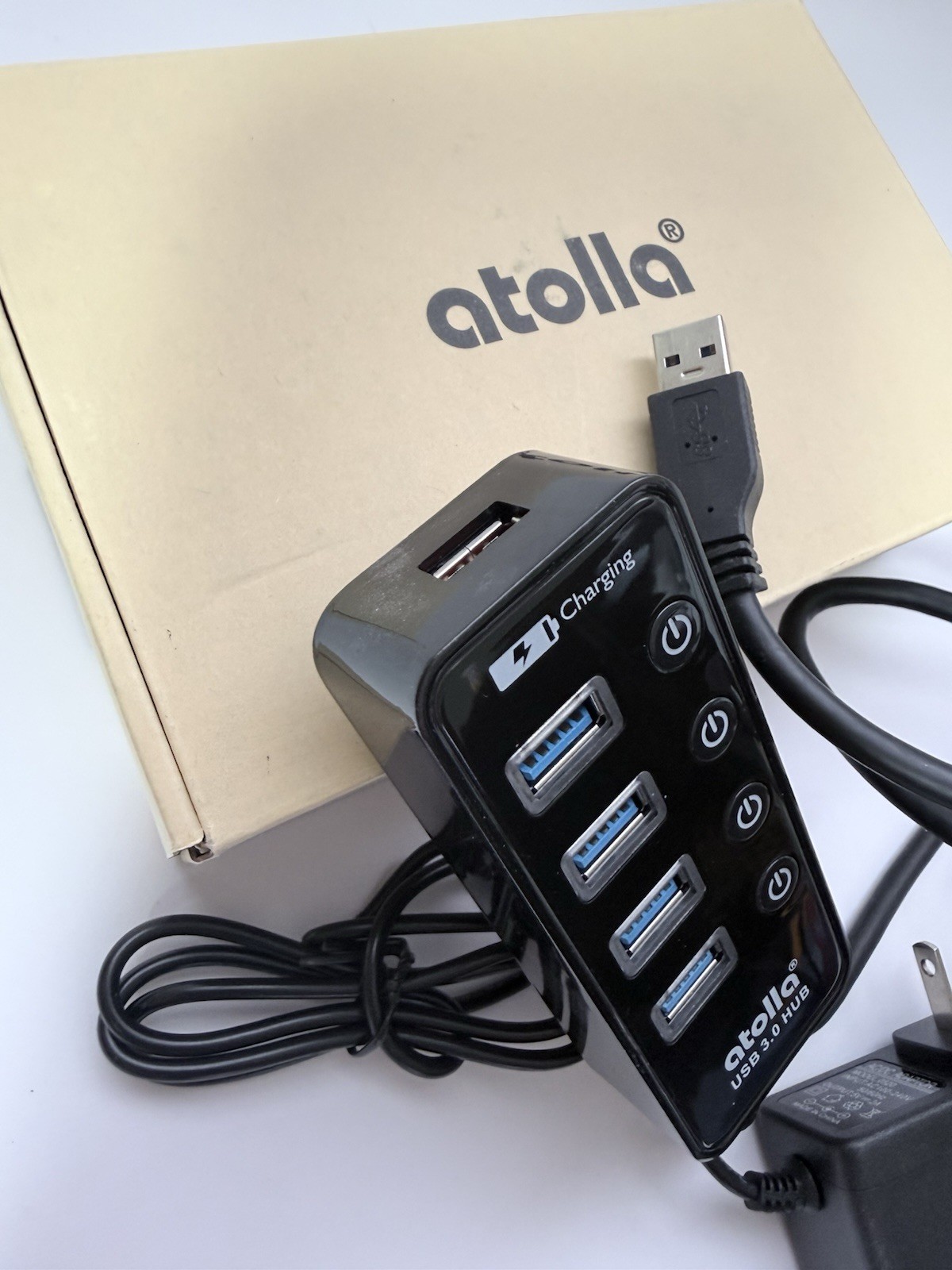 Atolls USB 3.0 4-Port Powered Hub/Splitter Box AC-0520 Black model CH-204U3-K